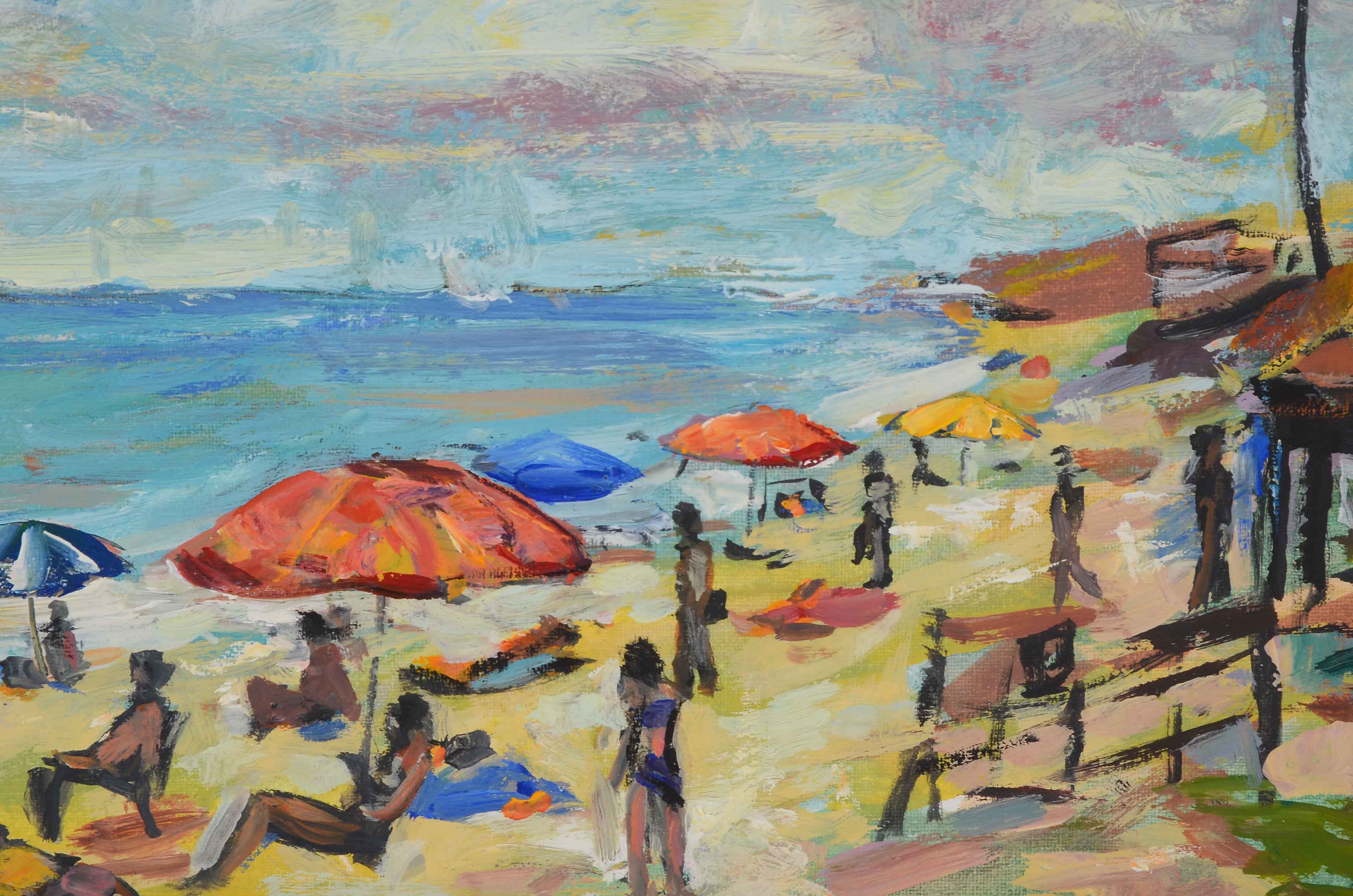 R.M. Mortensen Oil Painting of a Beach Scene