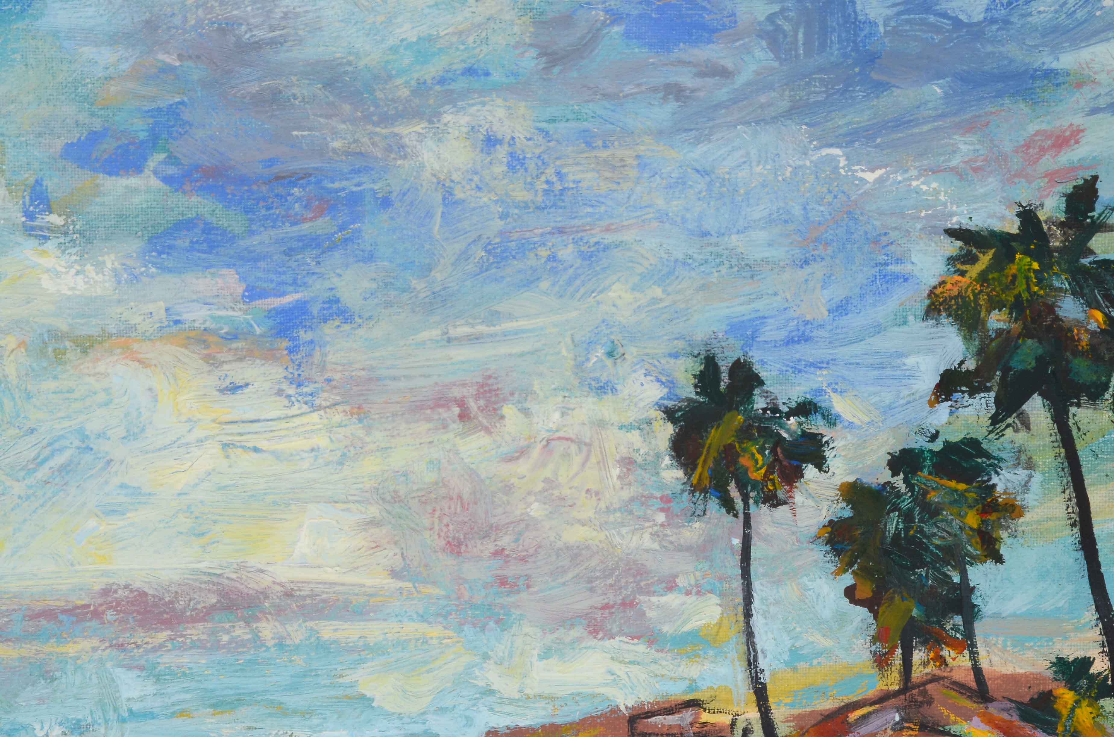 R.M. Mortensen Oil Painting of a Beach Scene