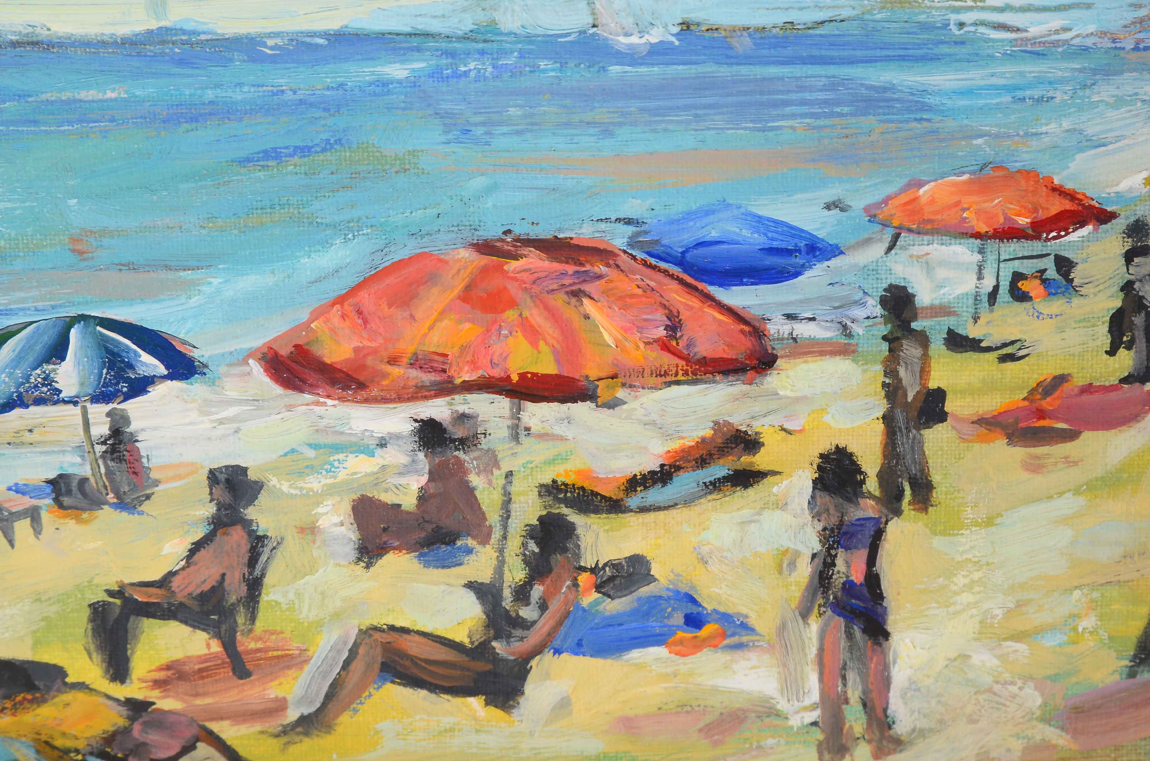 R.M. Mortensen Oil Painting of a Beach Scene