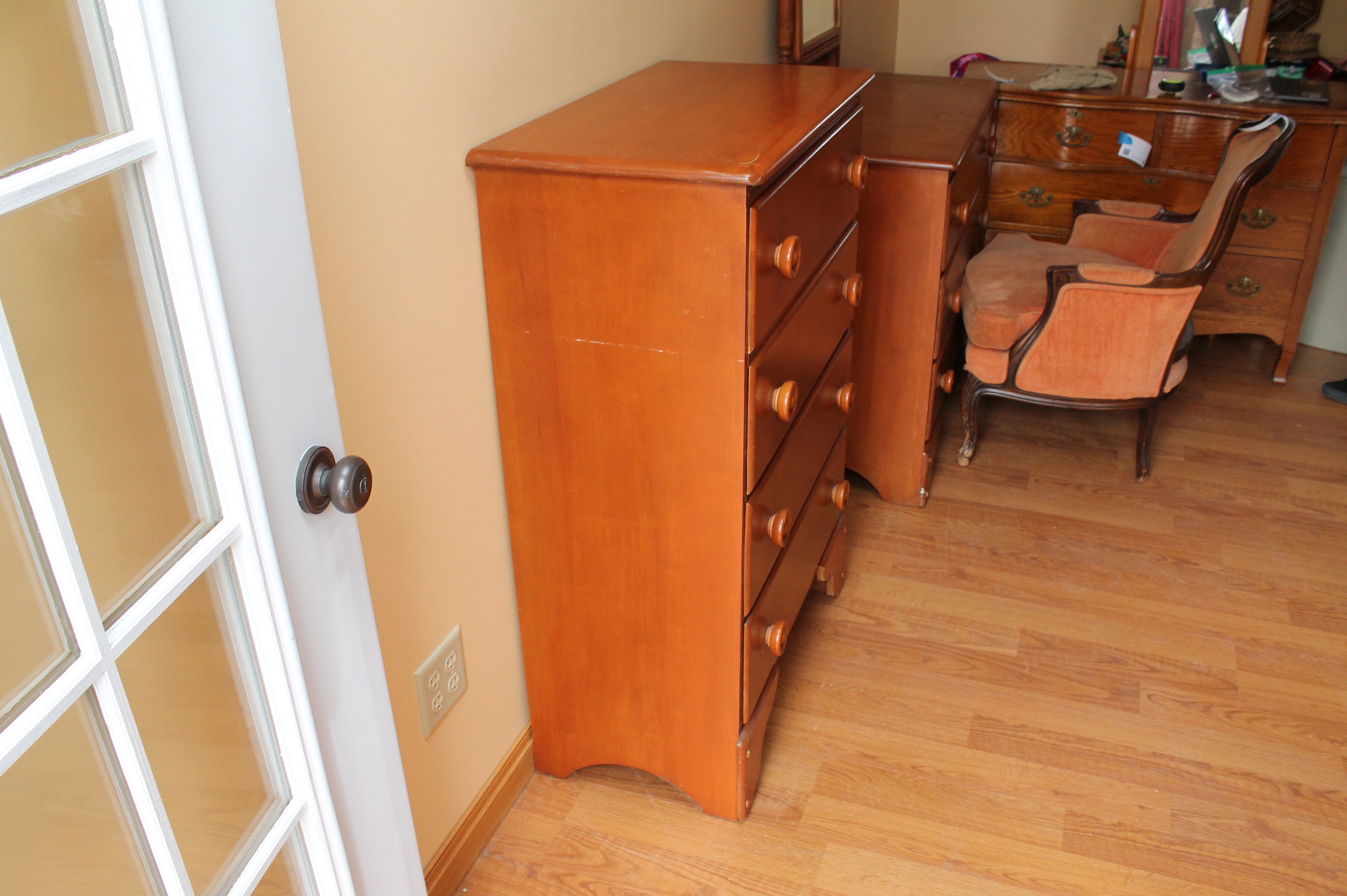 Antique Jenny Lind Dresser and Chest of Drawers