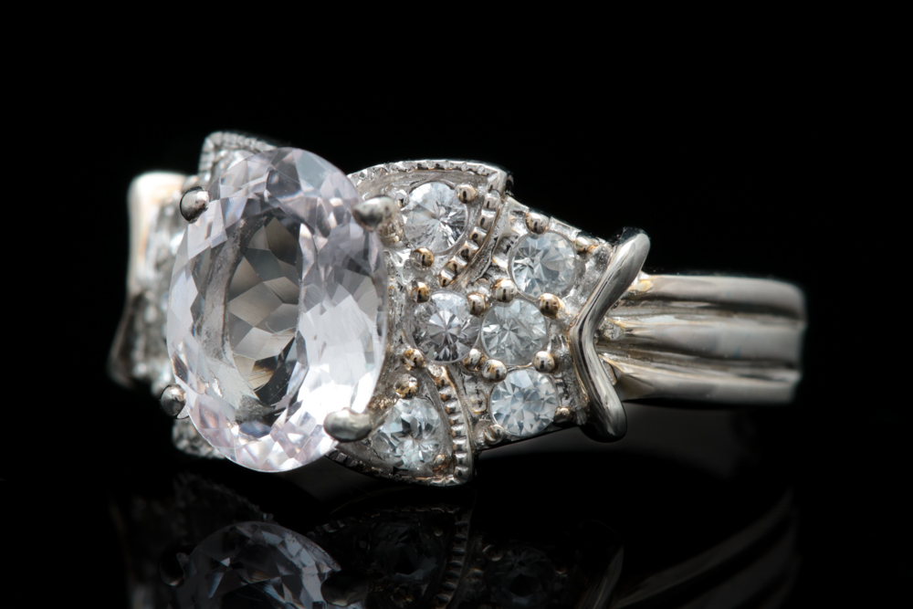 Sterling Silver, Morganite and Cubic Zirconia Ring