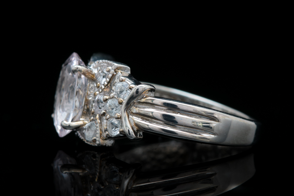 Sterling Silver, Morganite and Cubic Zirconia Ring