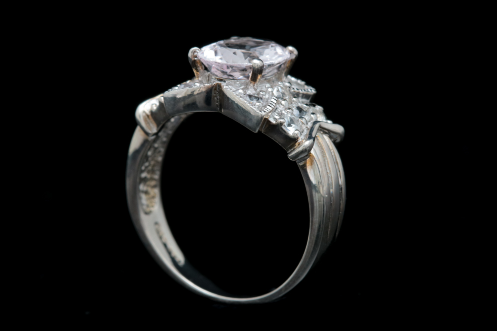 Sterling Silver, Morganite and Cubic Zirconia Ring