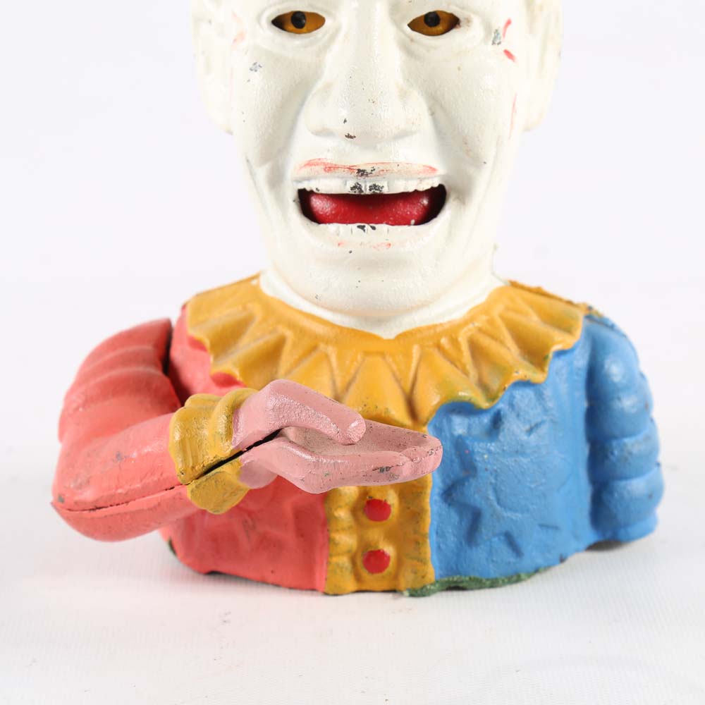 Vintage Clown Cast Iron Mechanical Bank