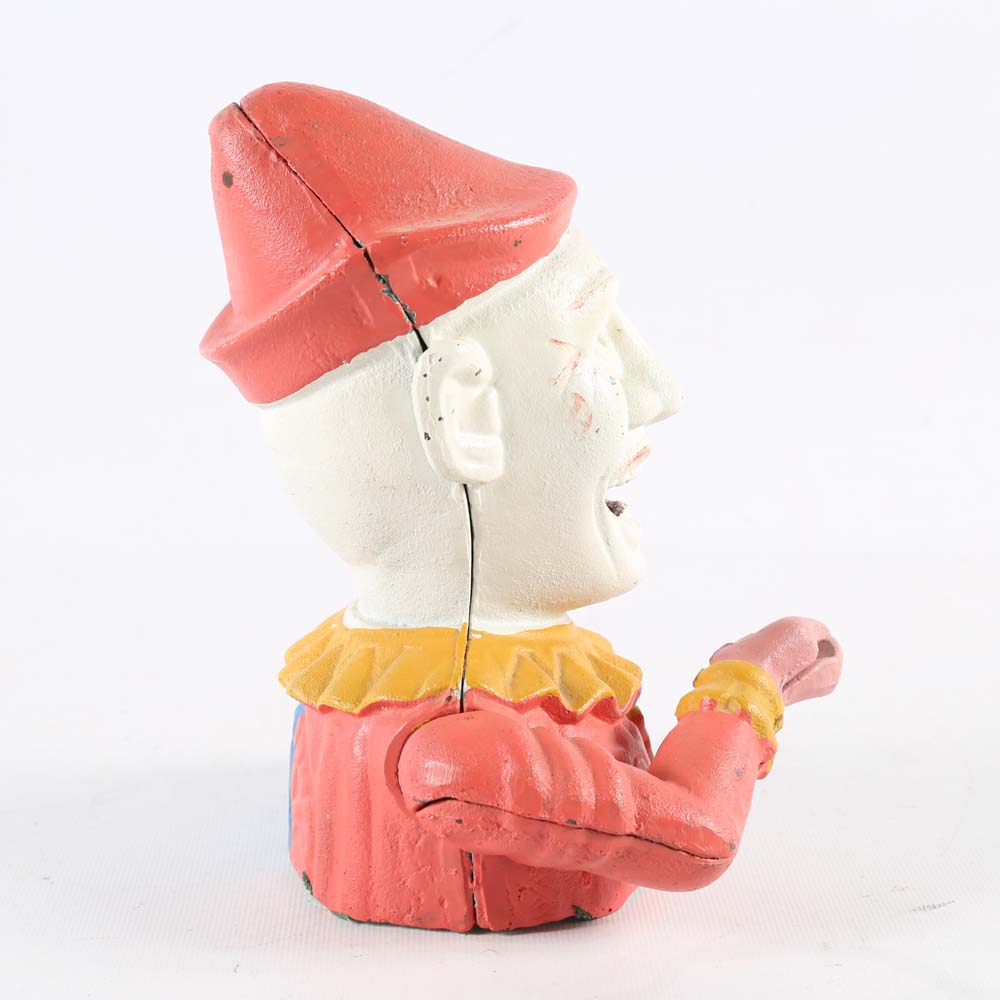 Vintage Clown Cast Iron Mechanical Bank