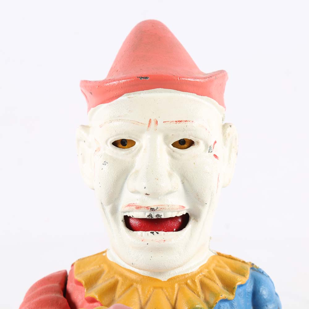 Vintage Clown Cast Iron Mechanical Bank