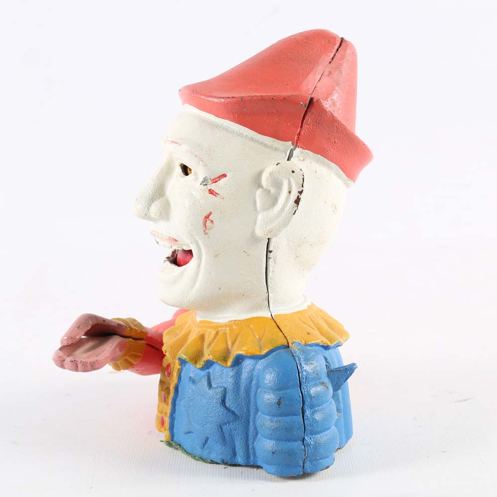 Vintage Clown Cast Iron Mechanical Bank