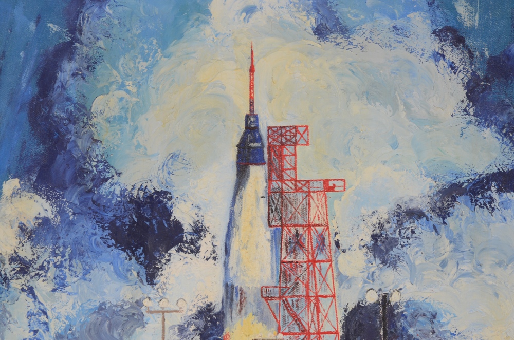 L. Klein Vintage Oil Painting of Mercury 7