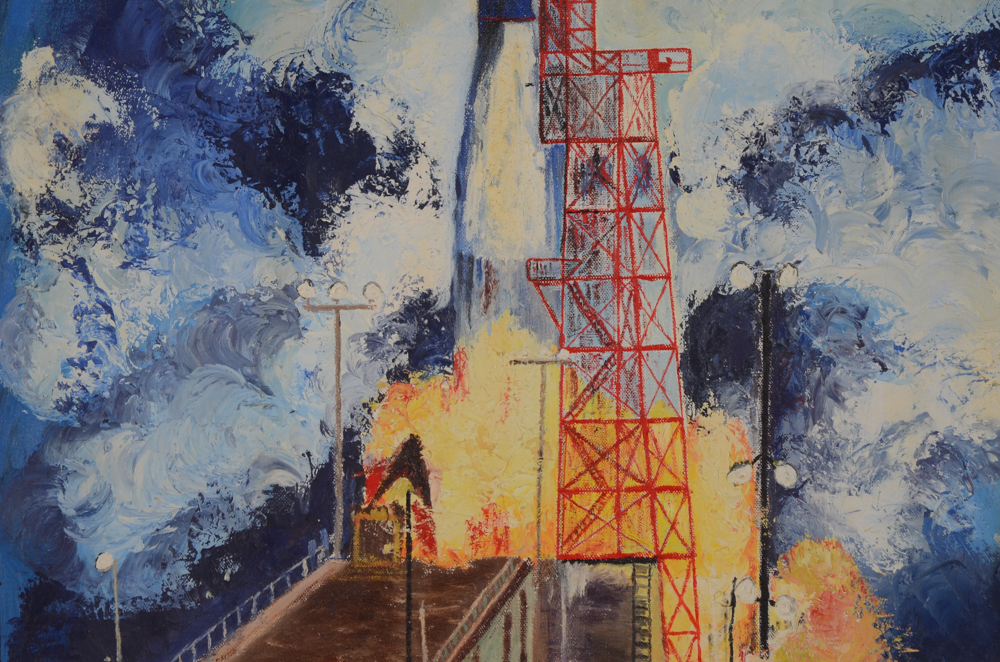 L. Klein Vintage Oil Painting of Mercury 7