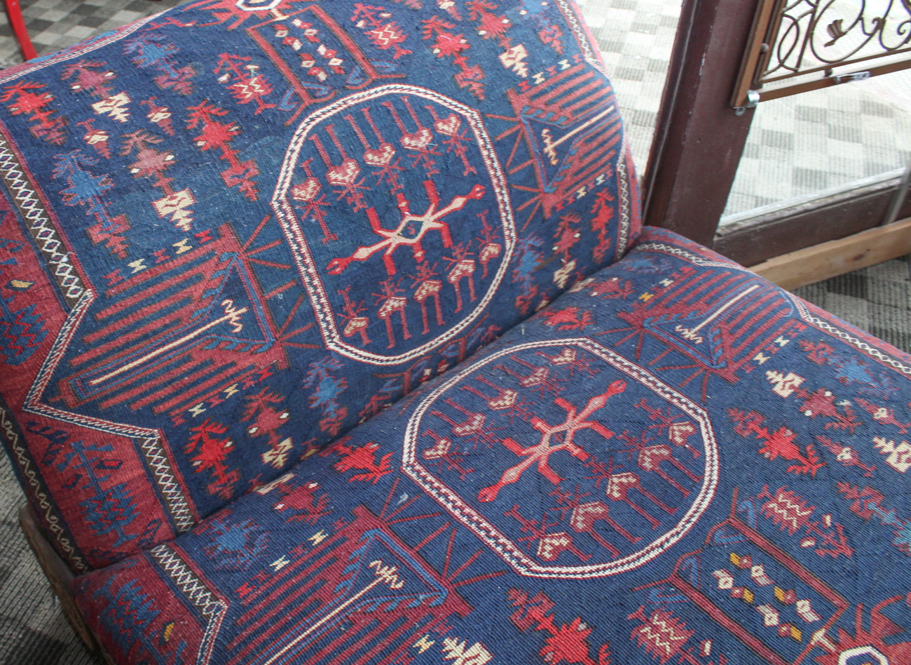 Rug Upholstered Chaise Lounge by Seret & Sons