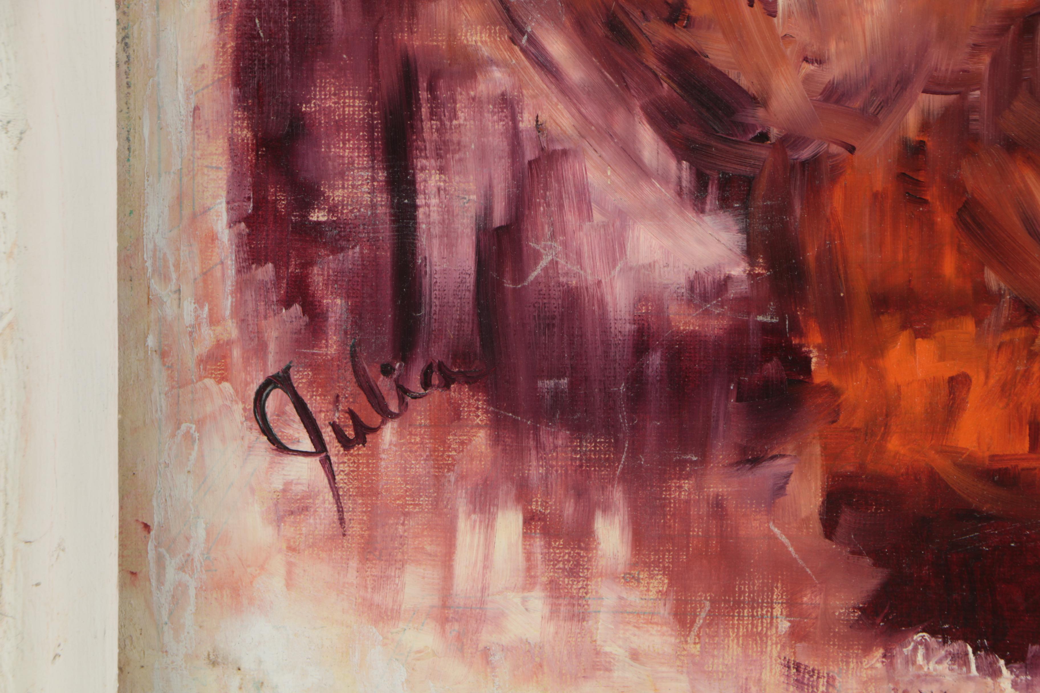 1965 Julia Johnson Oil Painting "Girl and Her Doll"