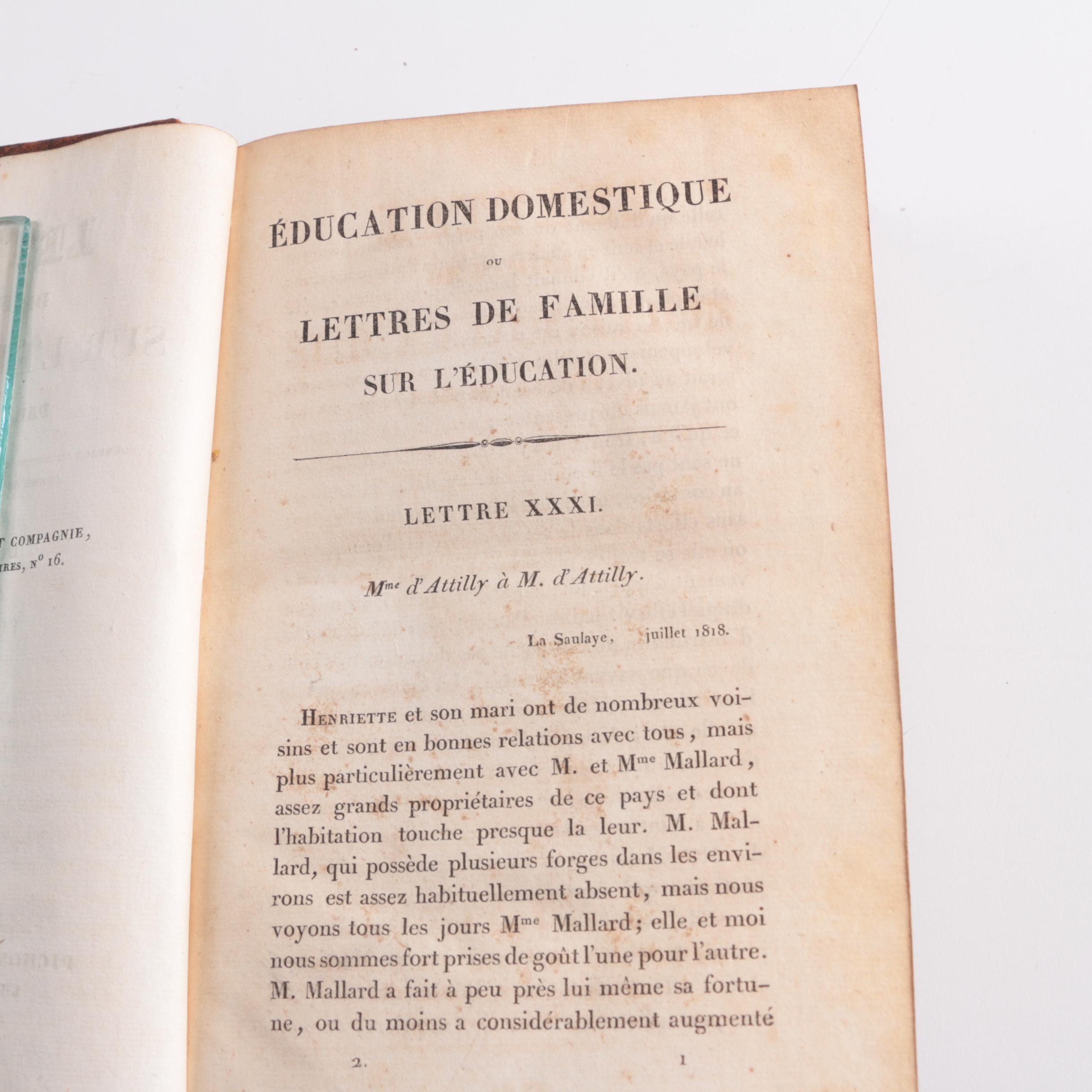 1828 Second Edition "Lettres de Famille Sur L'éducation" by Guizot