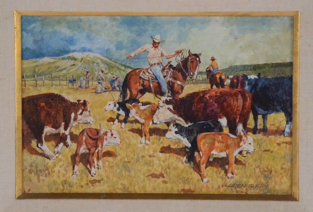 Loren G. Fry Oil Painting of Cowboys
