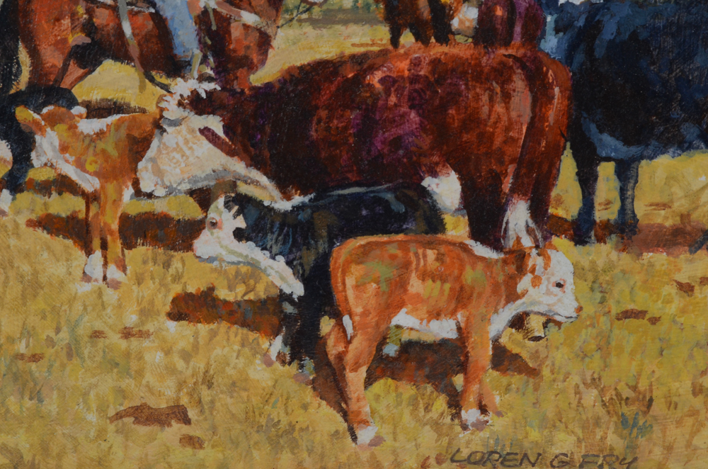 Loren G. Fry Oil Painting of Cowboys