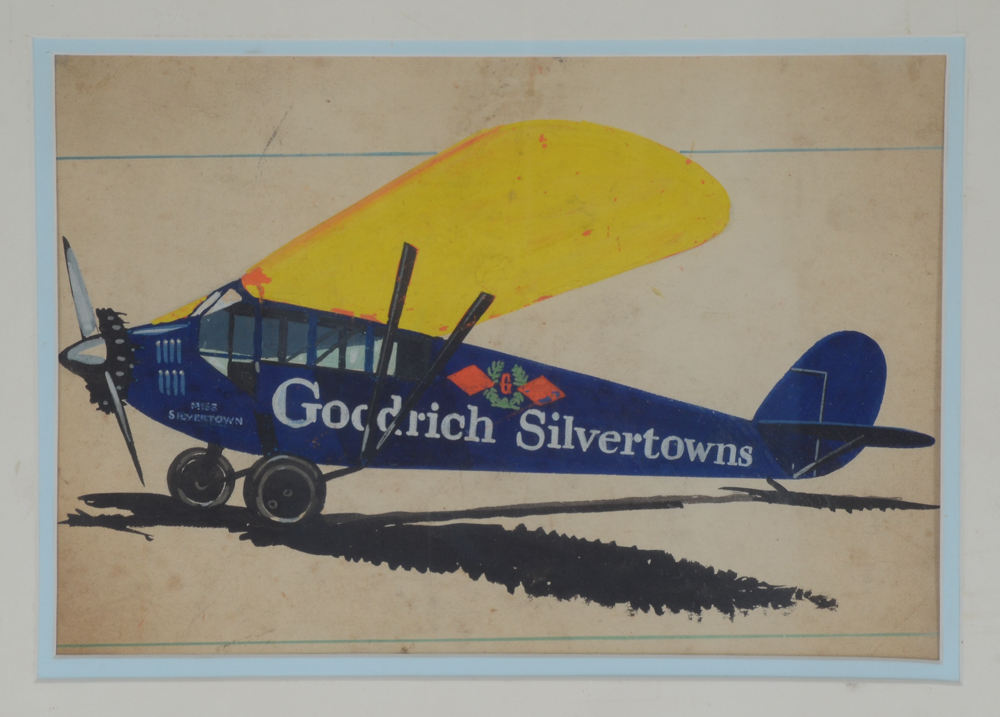 Original Gouache Painting of a Monoplane
