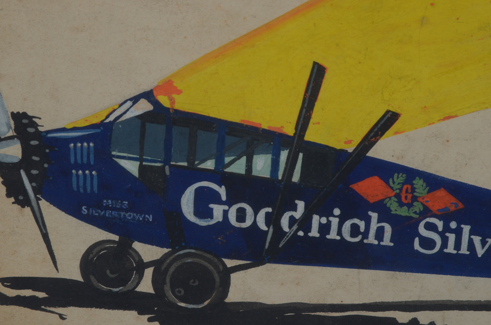 Original Gouache Painting of a Monoplane