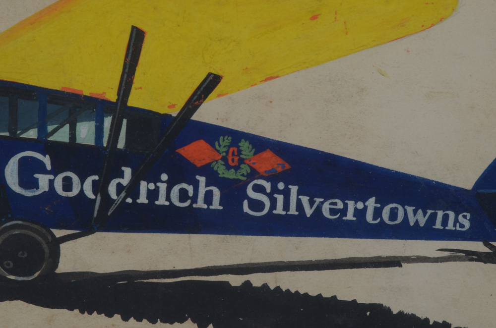 Original Gouache Painting of a Monoplane