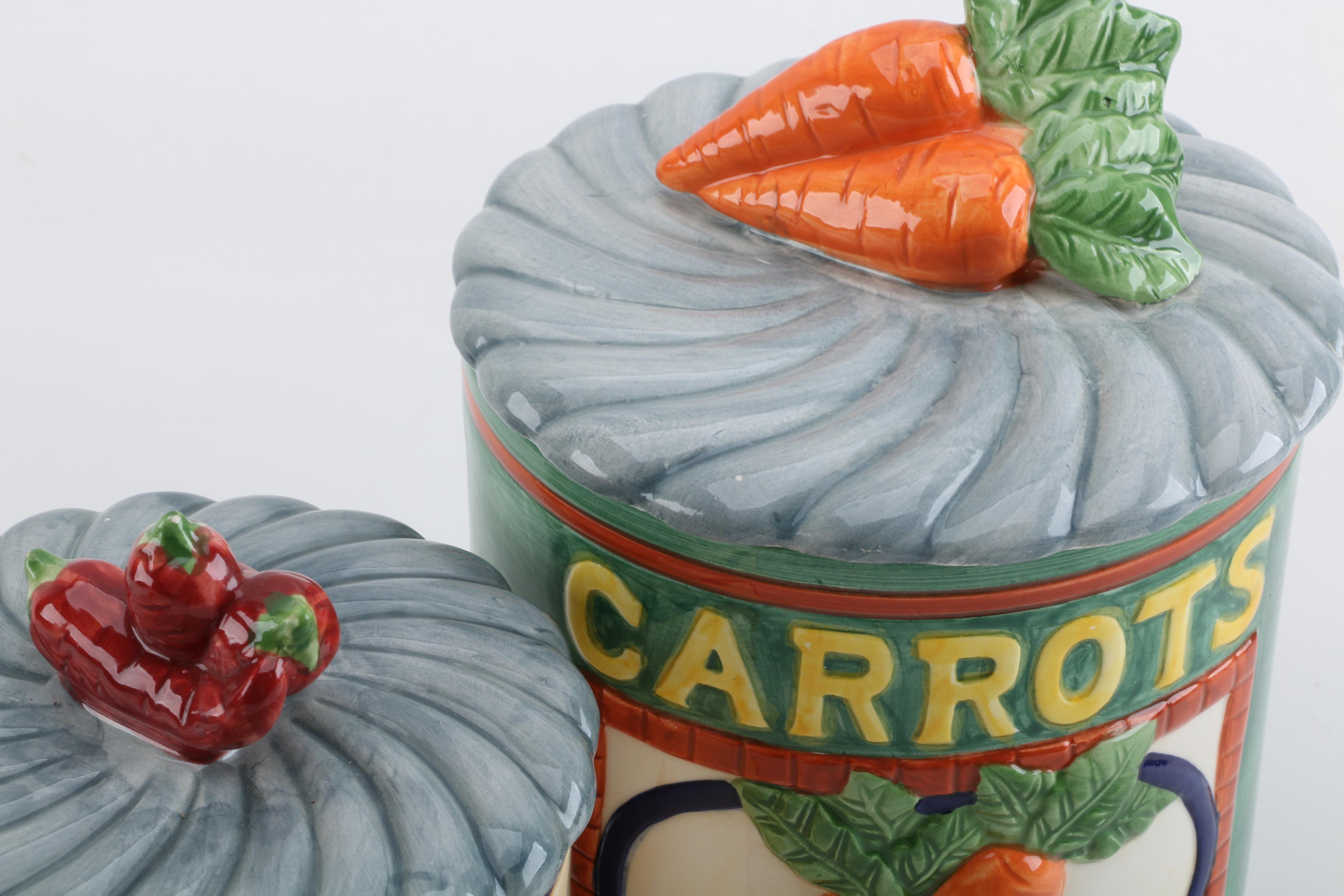 Colorful Ceramic Lidded Kitchen Canisters