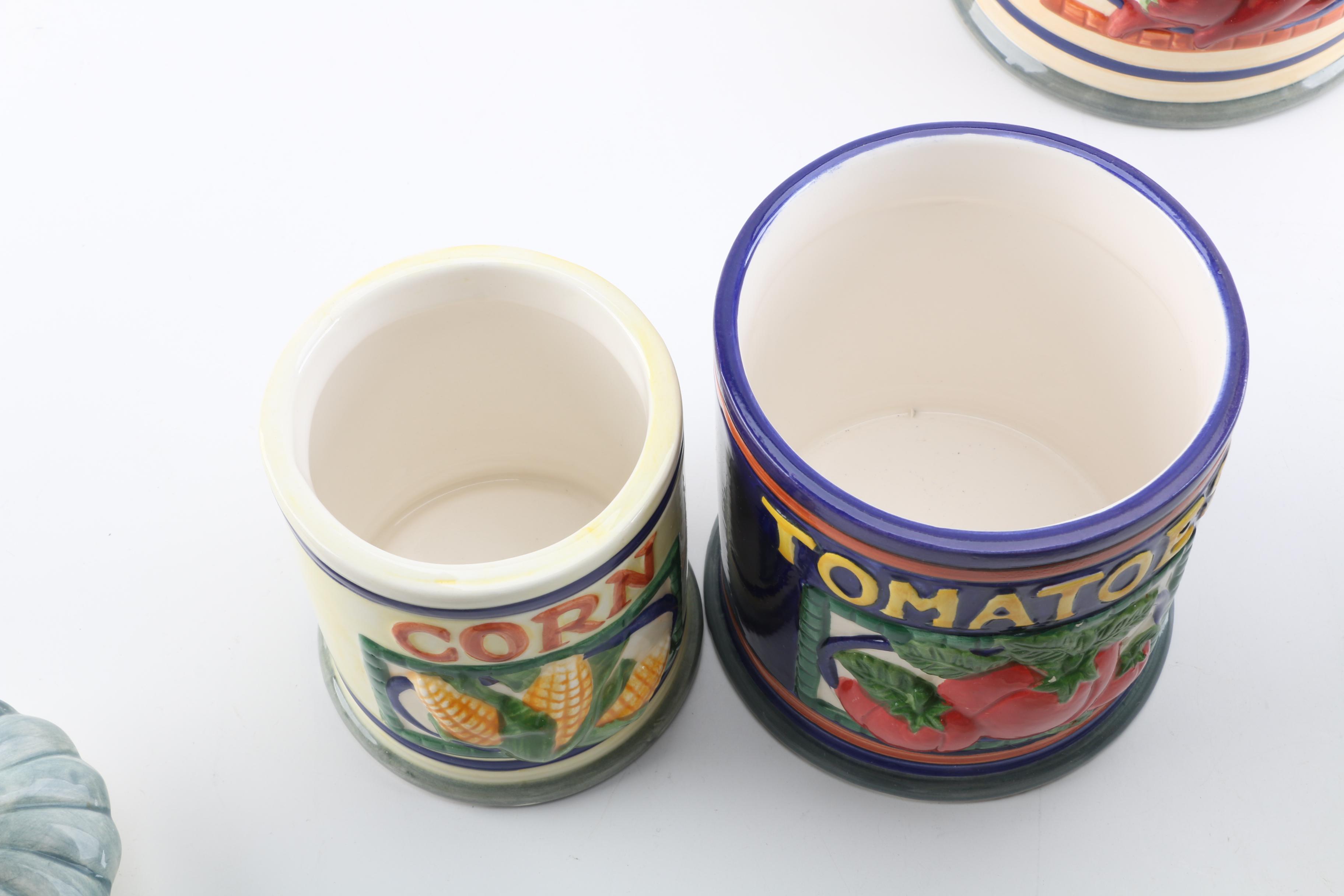 Colorful Ceramic Lidded Kitchen Canisters