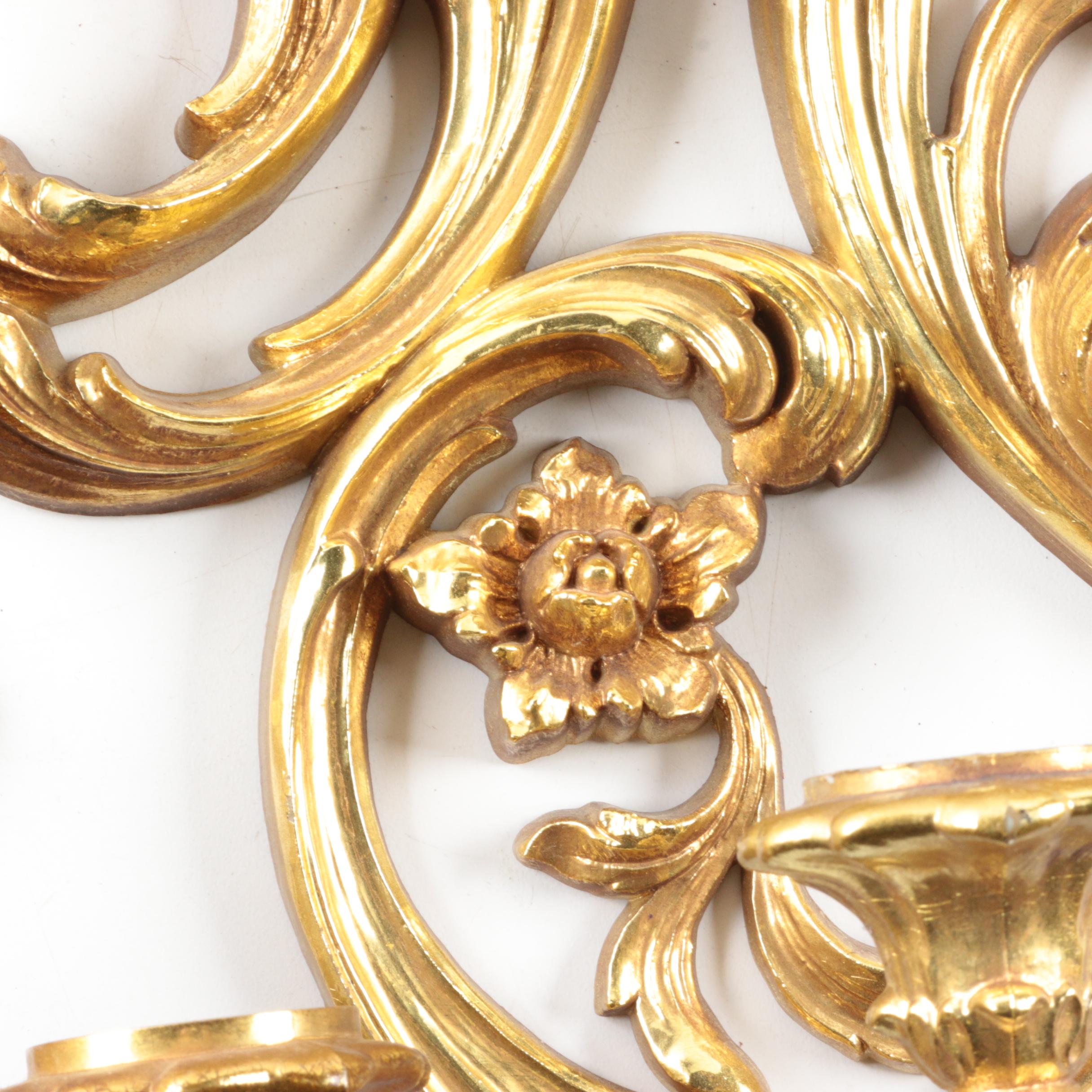 Vintage Rococo Style Candle Sconces by Syroco Inc.