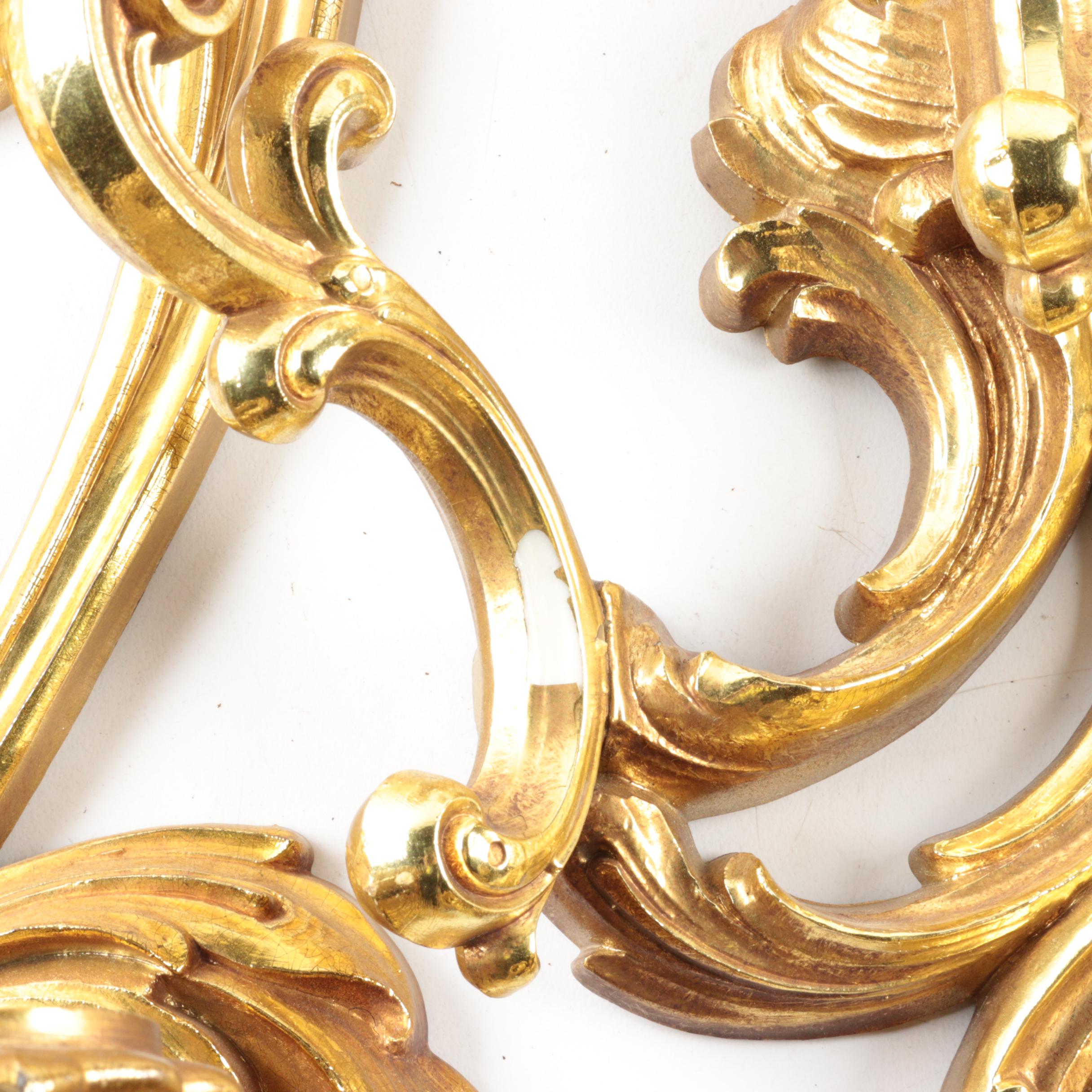 Vintage Rococo Style Candle Sconces by Syroco Inc.