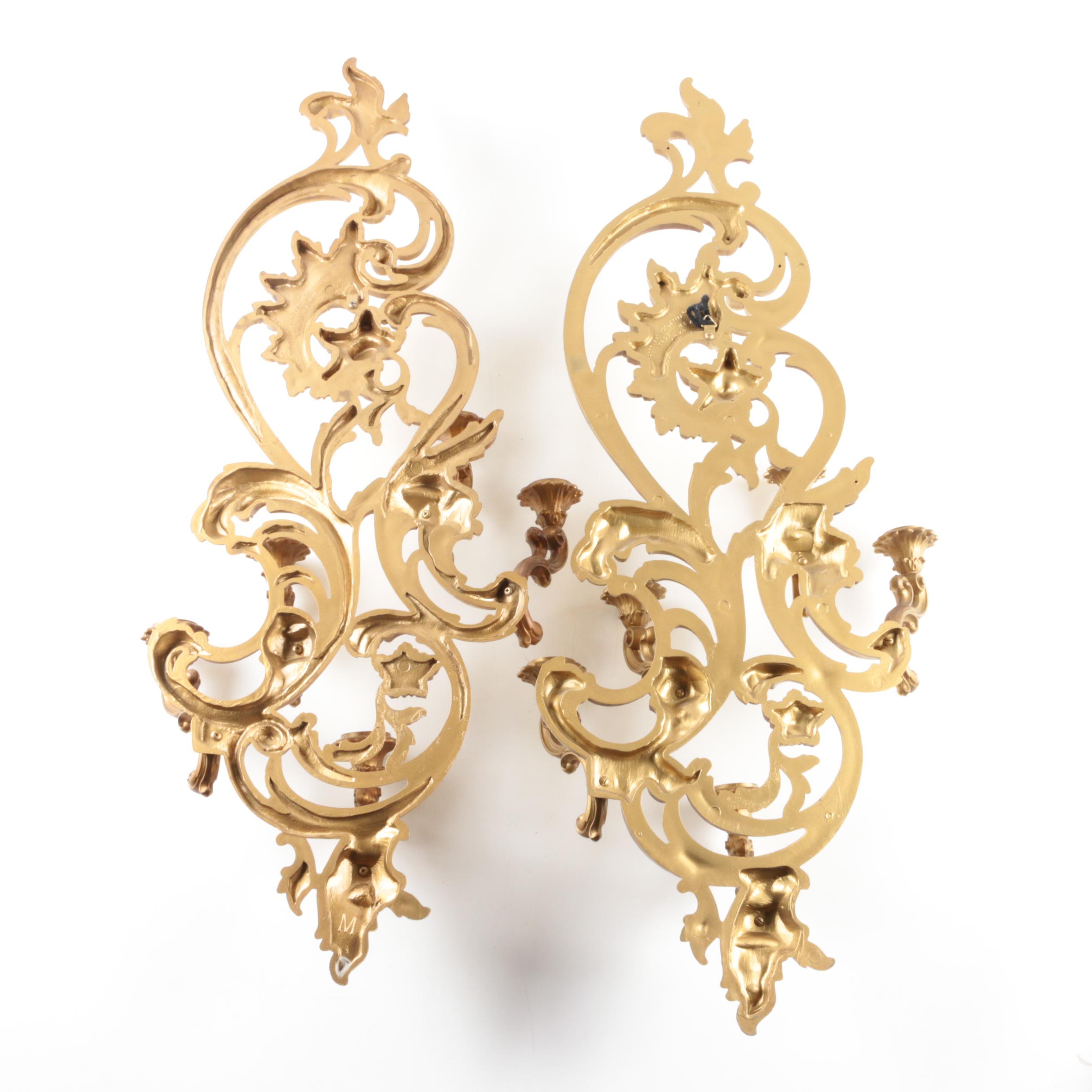 Vintage Rococo Style Candle Sconces by Syroco Inc.