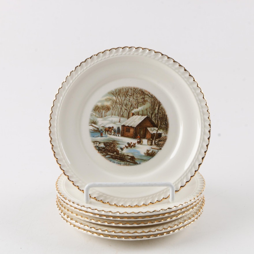Harkerware "Currier and Ives" Bread and Butter Plates
