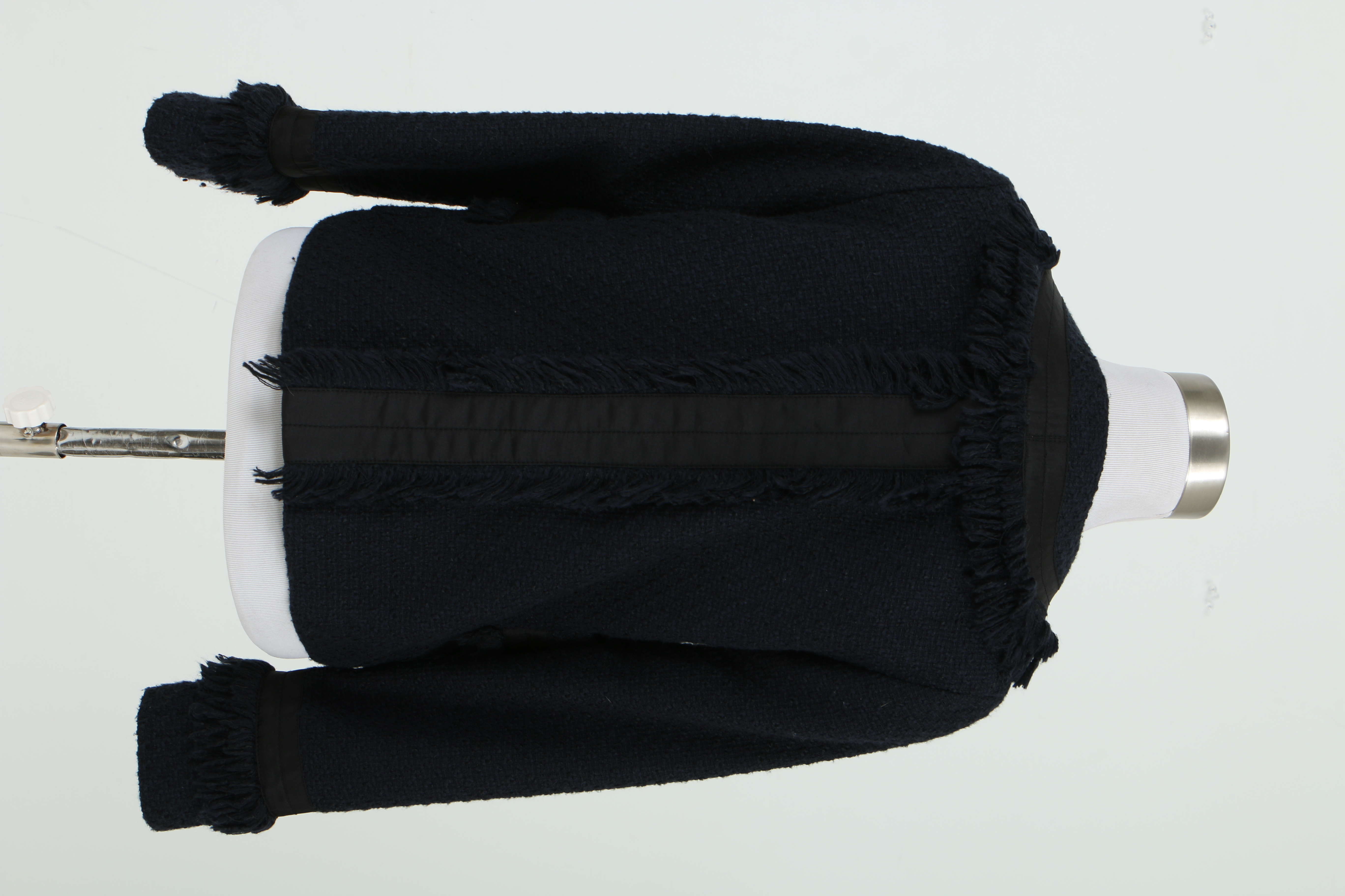 Tory Burch Navy Blue Bouclé Jacket with Fringe