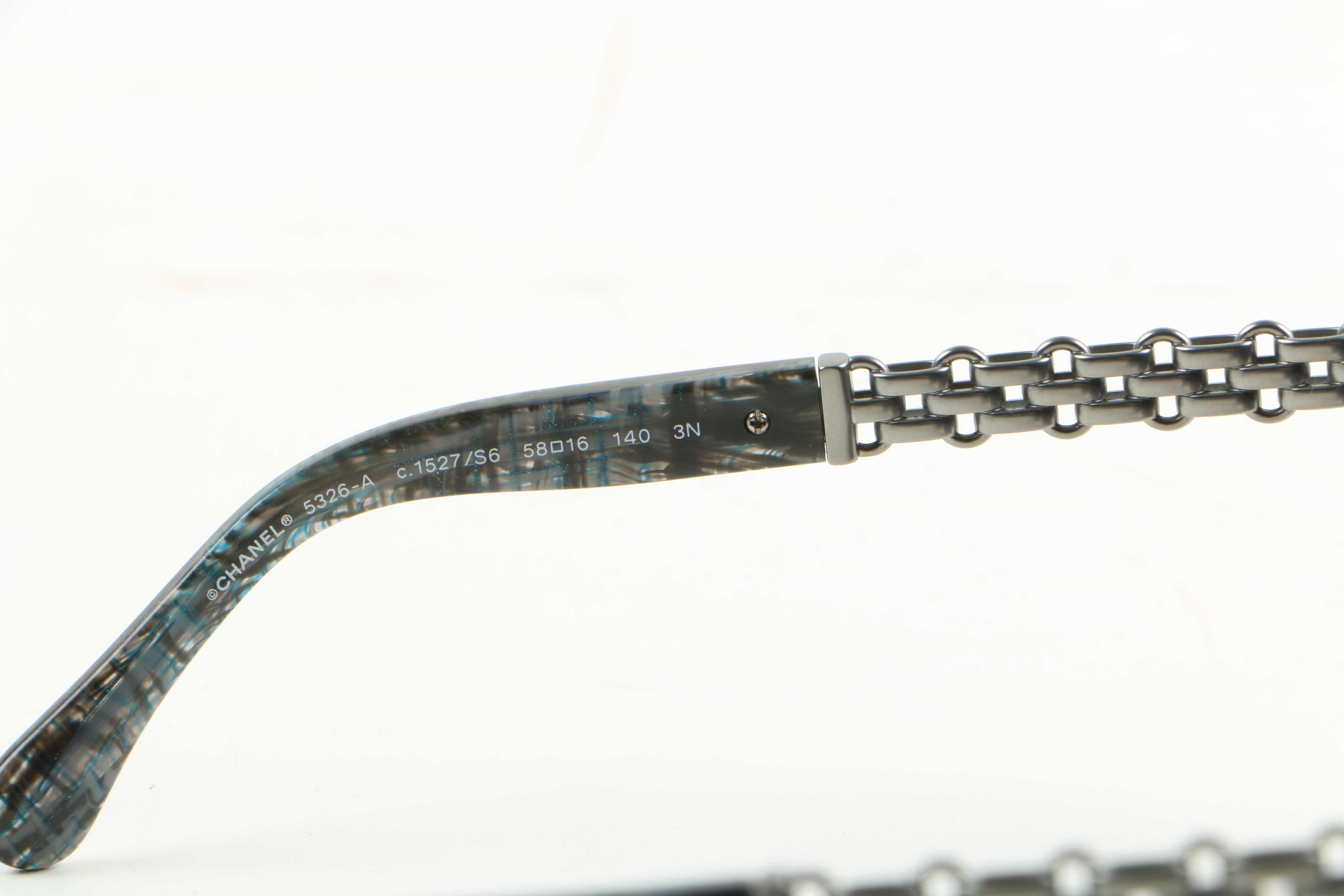 Chanel Gray Tweed Sunglasses with Gunmetal Chain Detail, #5326-A