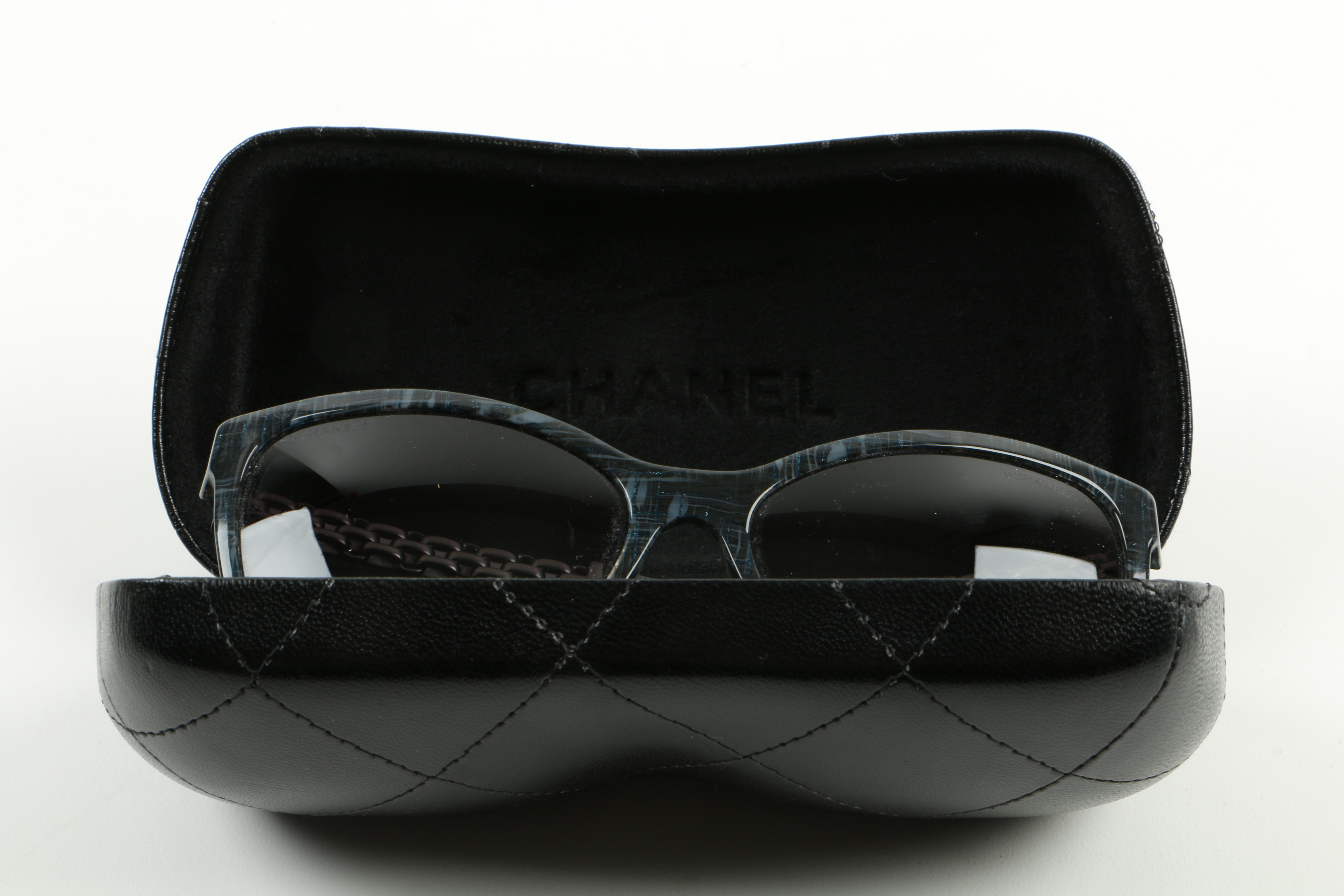 Chanel Gray Tweed Sunglasses with Gunmetal Chain Detail, #5326-A