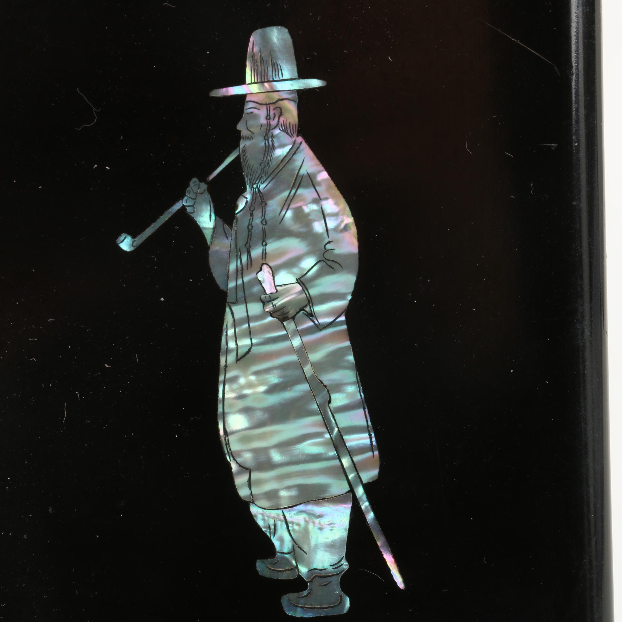 Vintage Korean Military Photo Album with Abalone Inlays