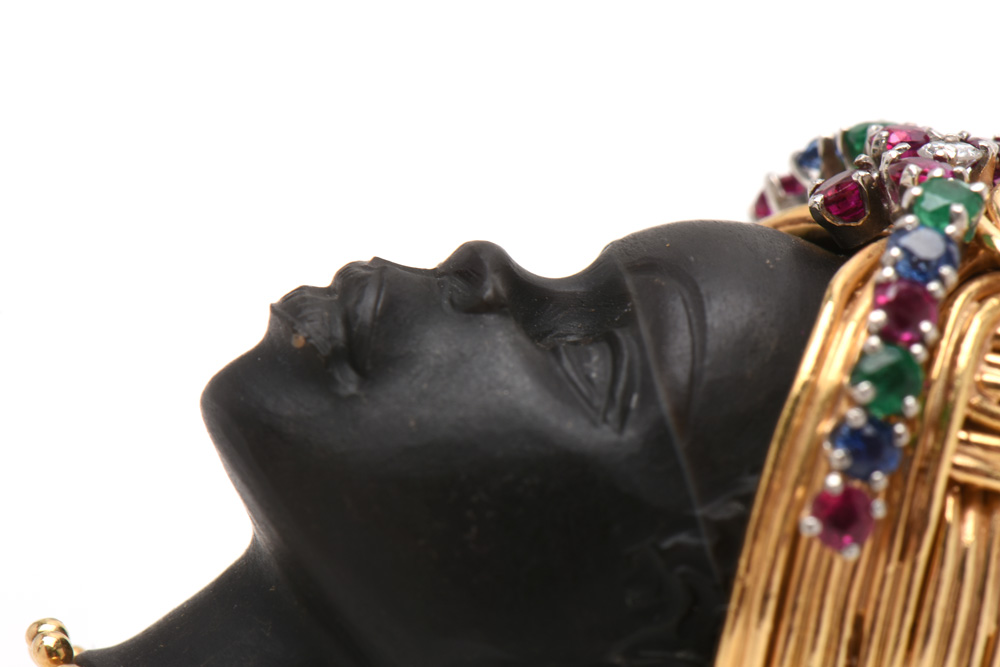 Tiffany & Co 14K and 18K Yellow Gold Carved Blackamoor Gemstone Pendant Bracelet