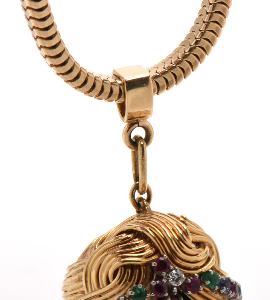 Tiffany & Co 14K and 18K Yellow Gold Carved Blackamoor Gemstone Pendant Bracelet