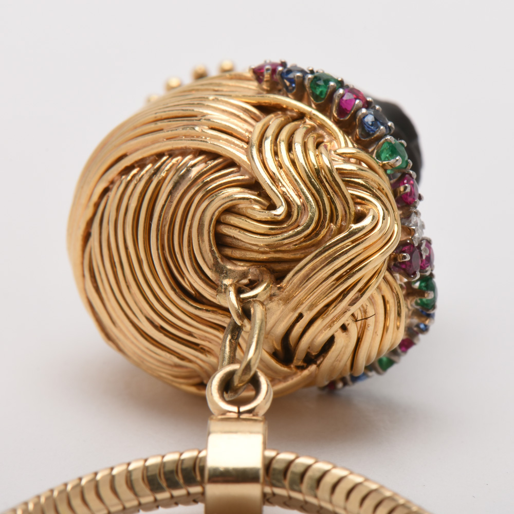 Tiffany & Co 14K and 18K Yellow Gold Carved Blackamoor Gemstone Pendant Bracelet