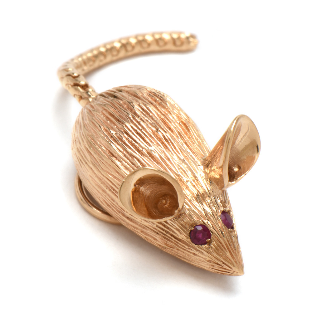 14K Yellow Gold Mouse Lapel Pin