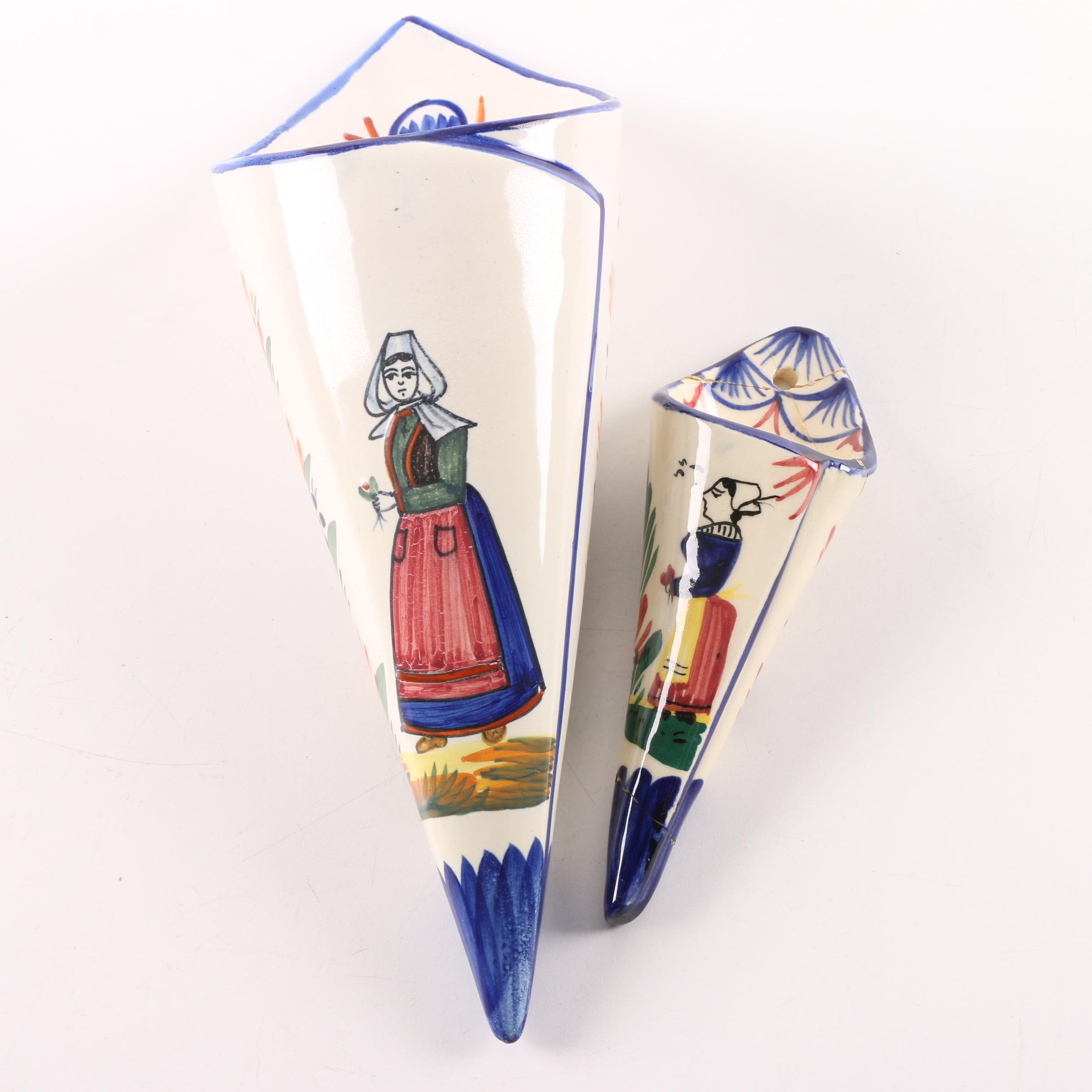 Henriot Quimper Faïence Wall Pockets