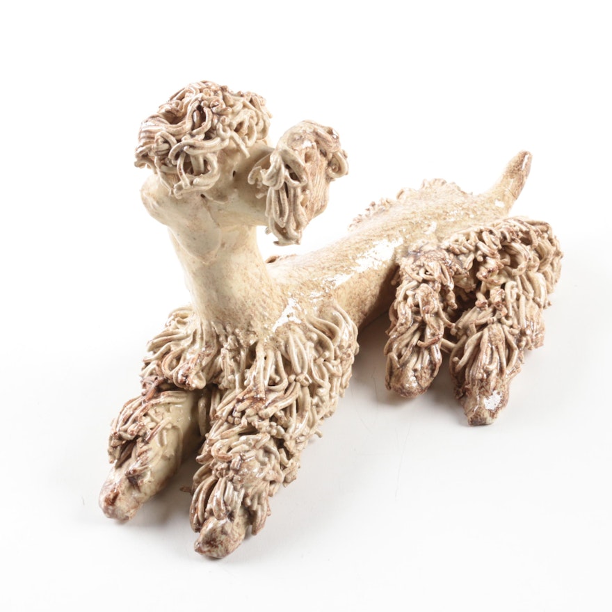 Glazed Ceramic Shaggy Dog Figurine