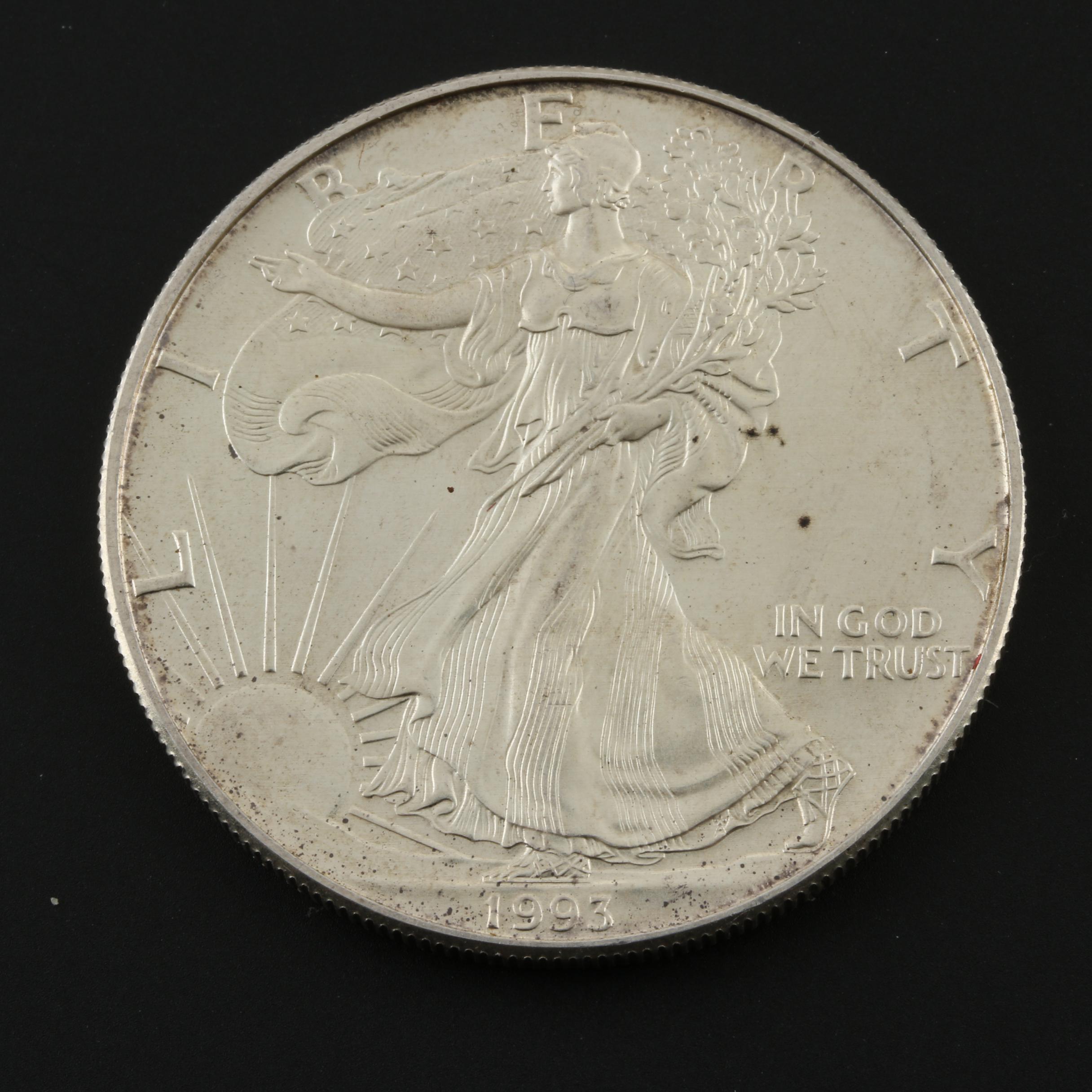 Five Walking Liberty Silver Eagle Bullion Coins