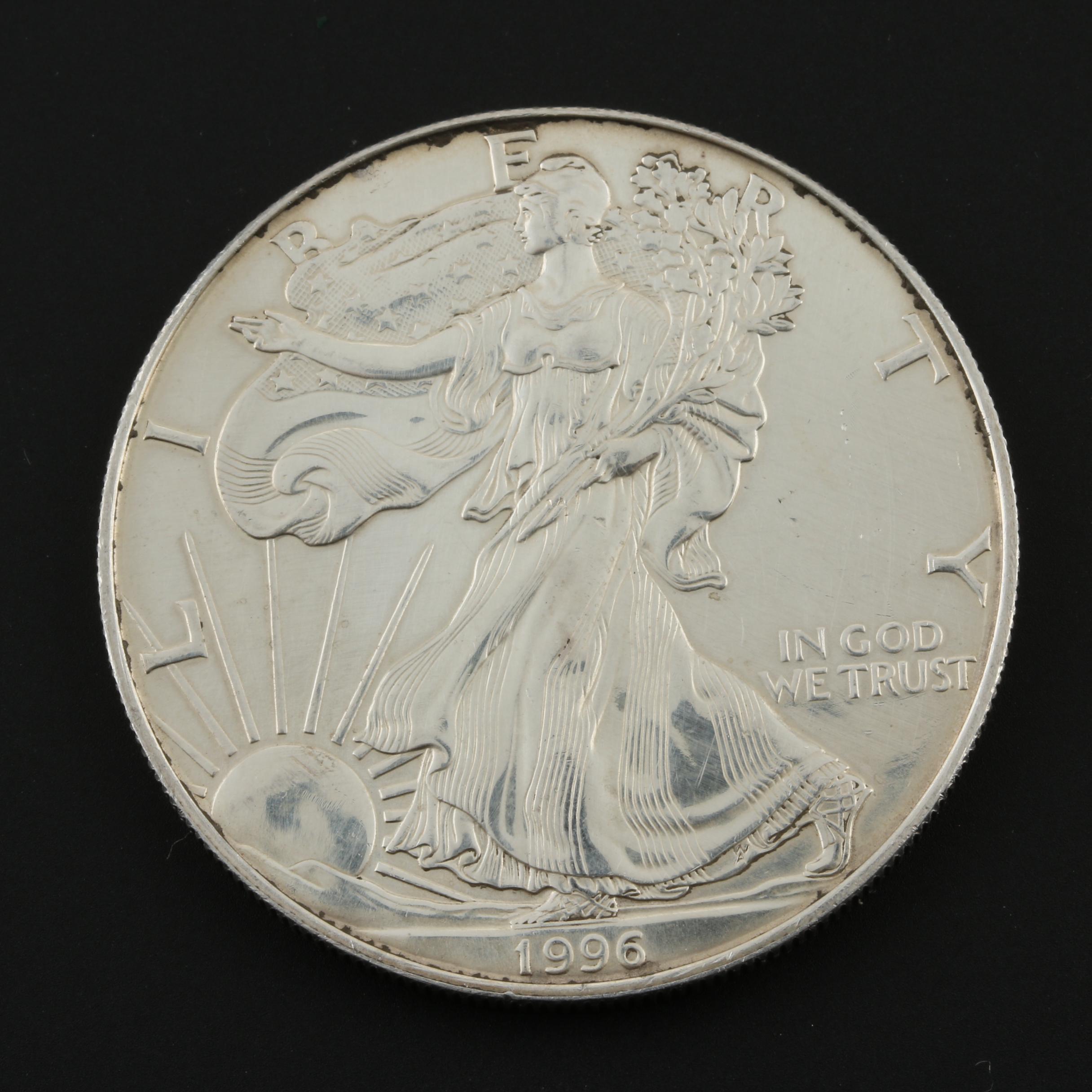 Five Walking Liberty Silver Eagle Bullion Coins