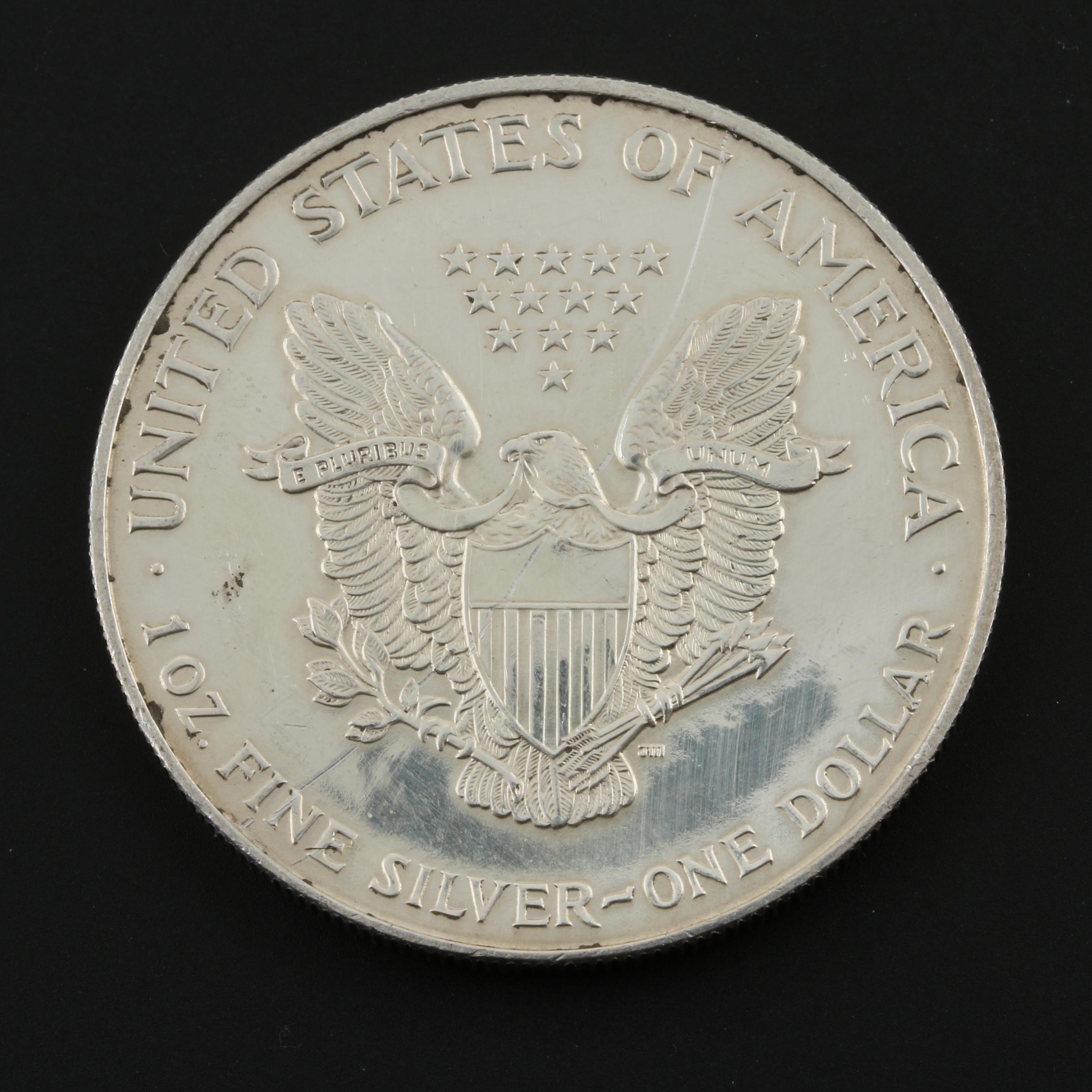 Five Walking Liberty Silver Eagle Bullion Coins