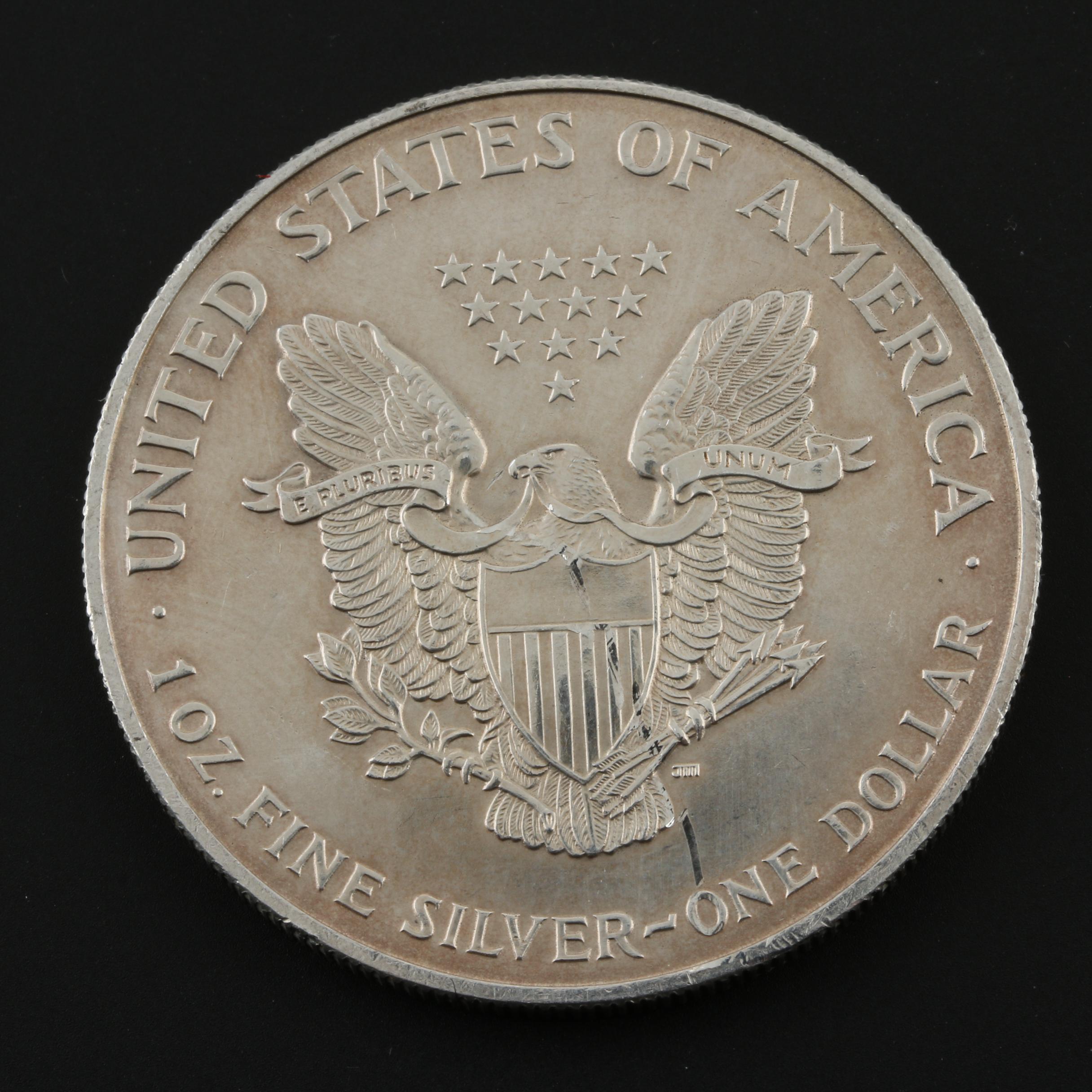 Five Walking Liberty Silver Eagle Bullion Coins