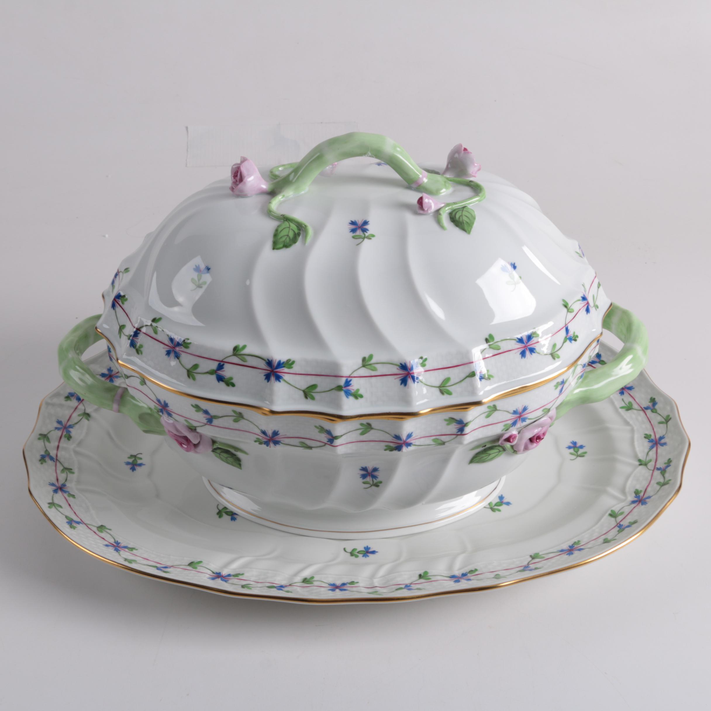 Herend "Blue Garland" Covered Soup Tureen and Underplate