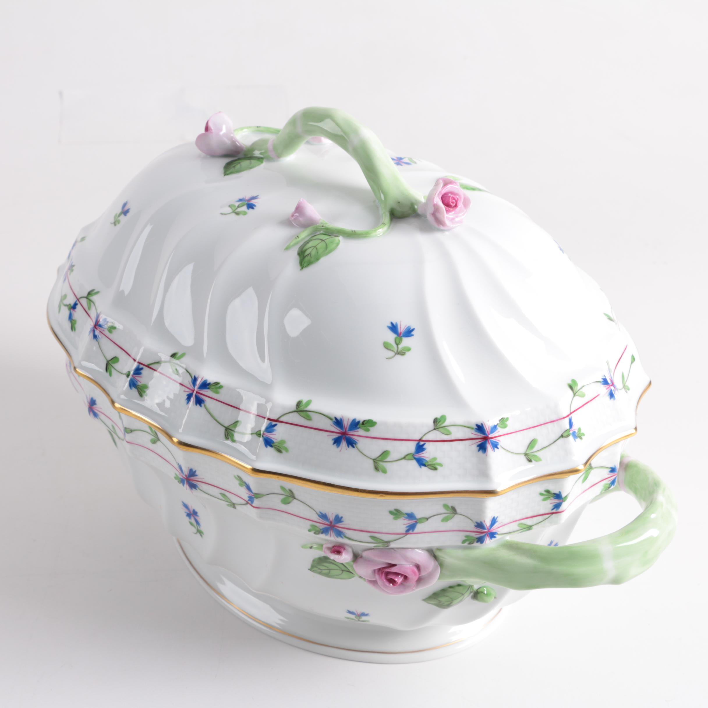Herend "Blue Garland" Covered Soup Tureen and Underplate