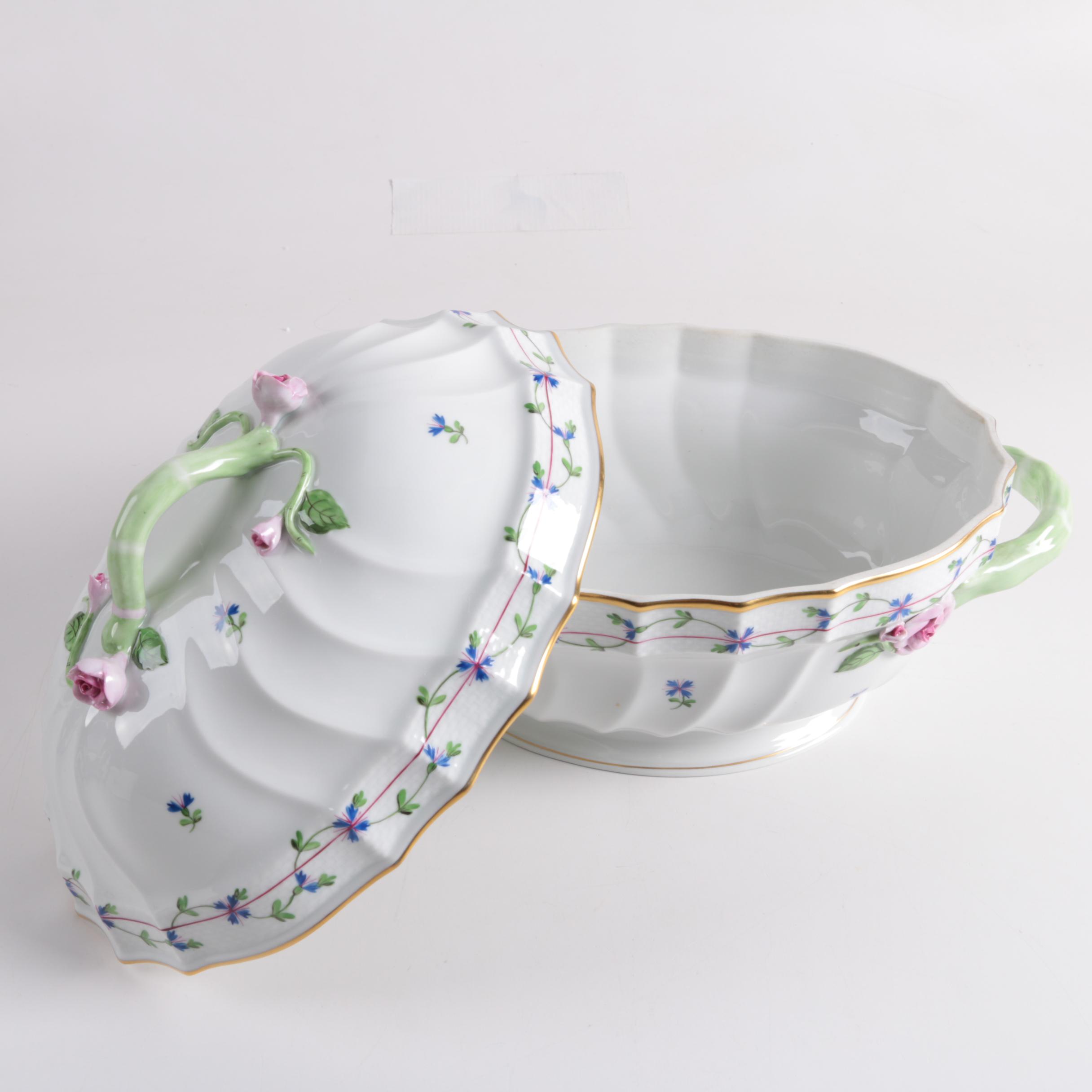 Herend "Blue Garland" Covered Soup Tureen and Underplate