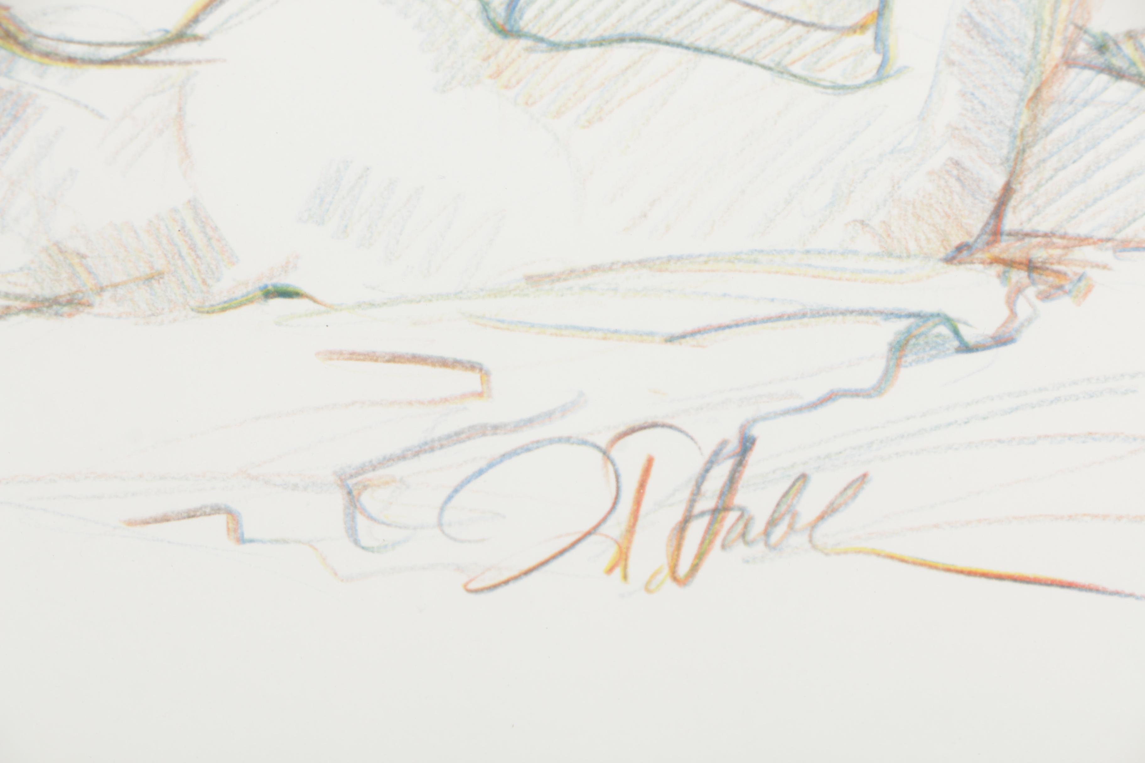 Color Pencil Drawing of Nude Figure Study