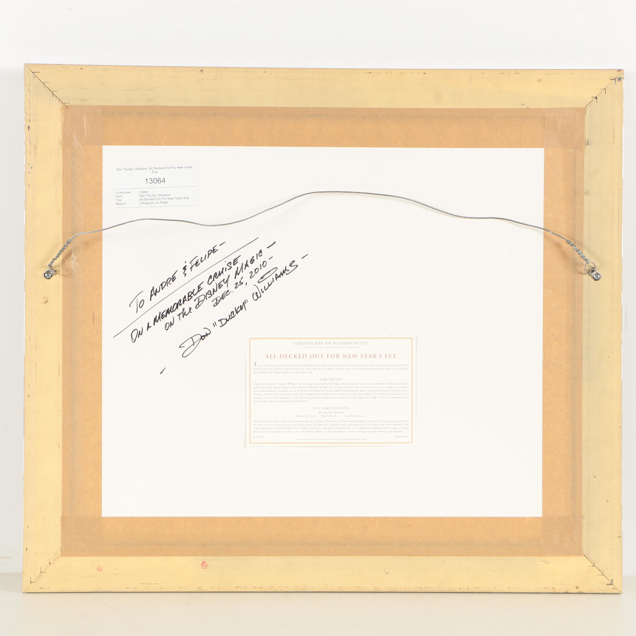 Offset Lithograph of Walt Disney "Happy New Year 2004"