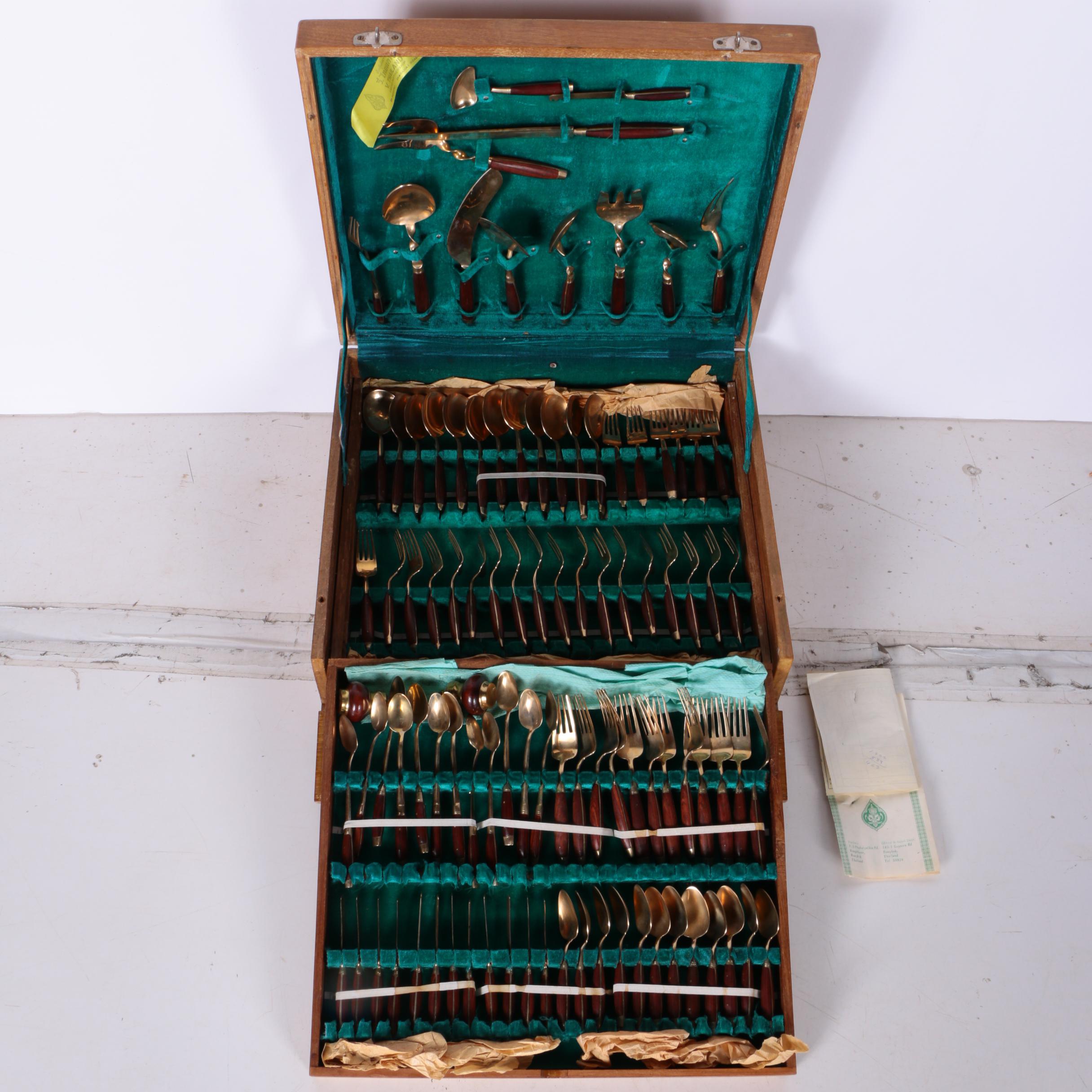 Hand Made Urai Thailand Wood Handled Flatware Set