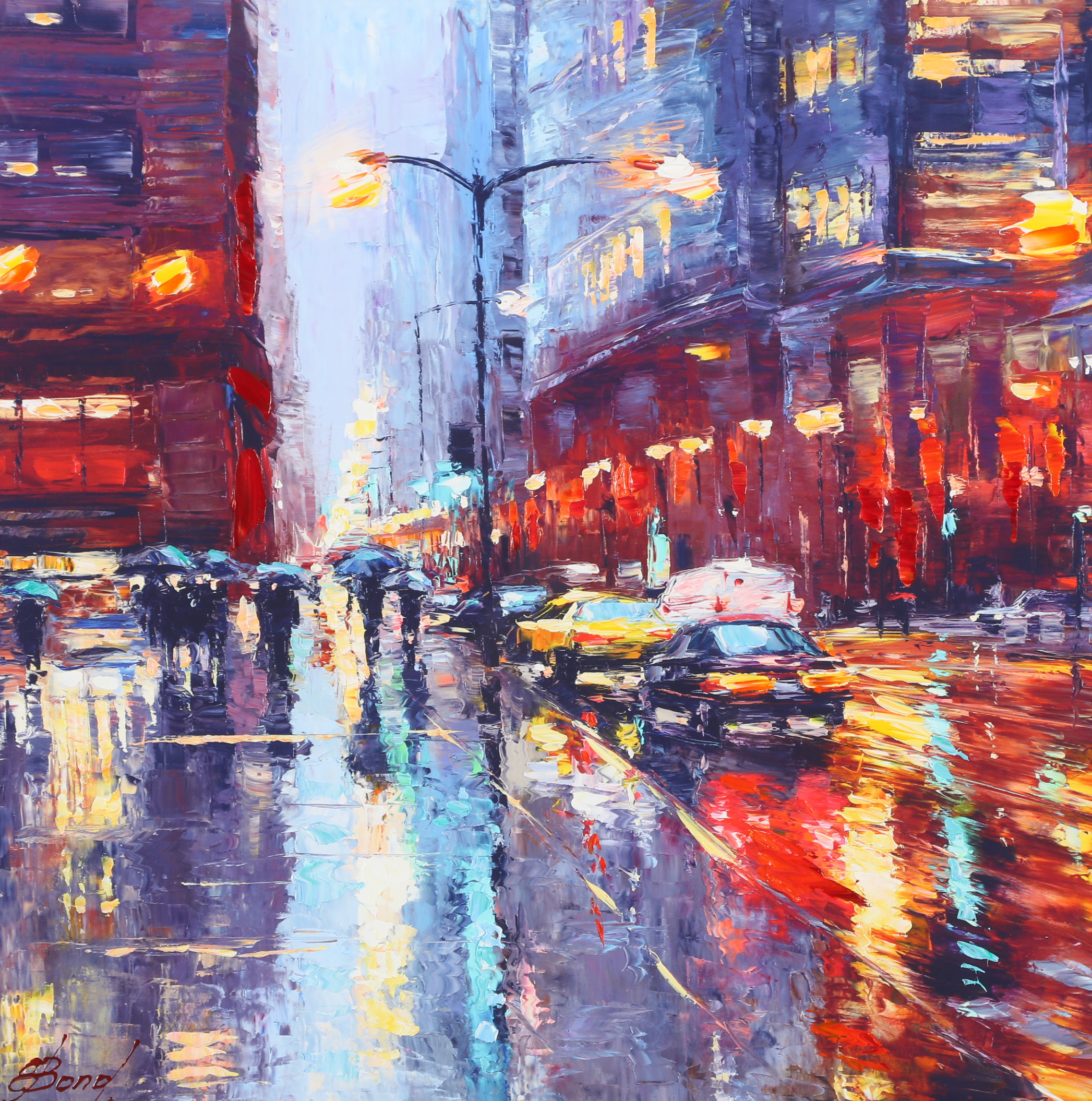 Elena Bond Embellished Giclée "Glow City of Lights"