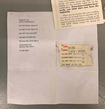 Fire Fyter Model FF-150 Safe