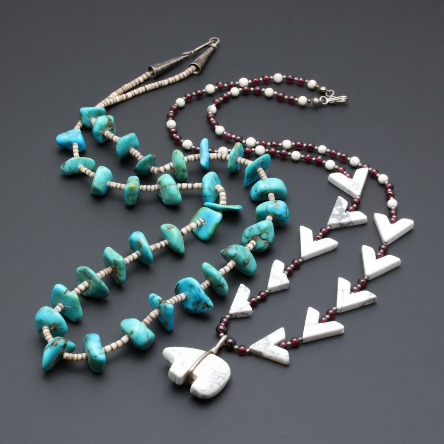 Sterling Silver Southwestern Style Necklaces Including Turquoise